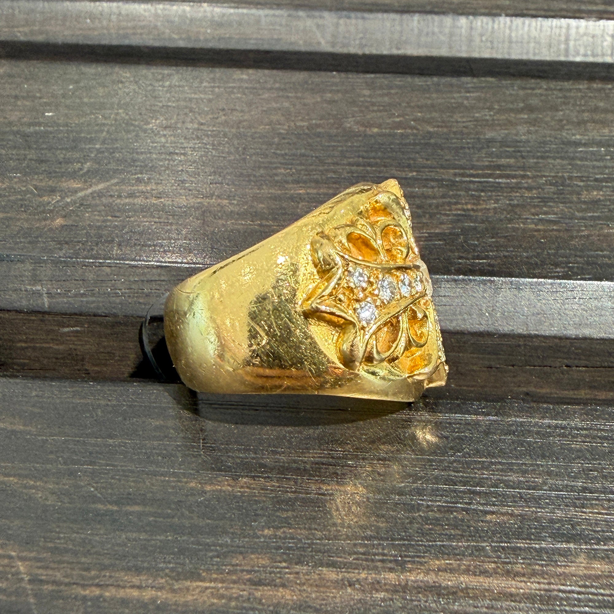CHROME HEARTS 22K KEEPER RING Pave Diamond Size 18号 クロムハーツ