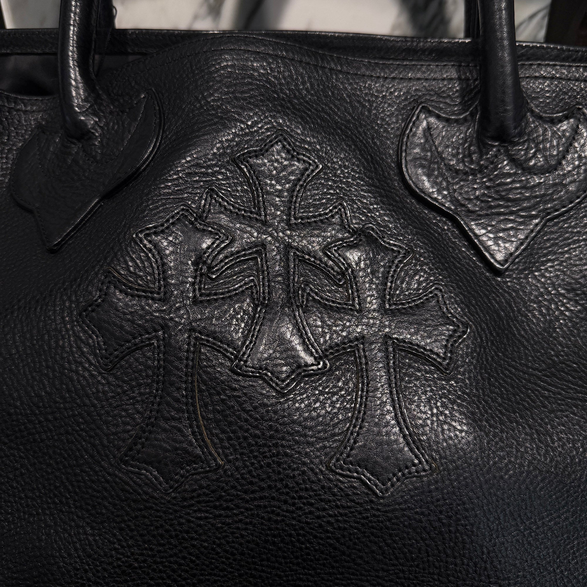 CHROME HEARTS 3 Cemetery Cross Patch FS Leather Tote Bag クロムハーツ 3セメタリークロスパッチ FS レザートートバッグ