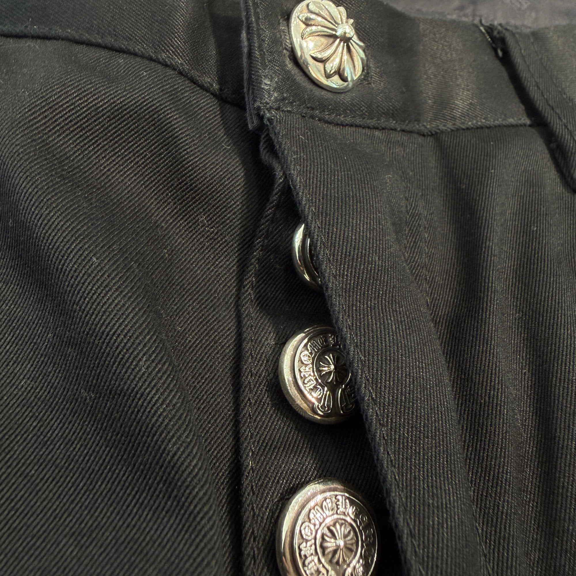 CHROME HEARTS Multi Leather Patch Cross Ball Button Cotton Chino Pants Size 36 クロムハーツ マルチレザーパッチ クロスボールボタン コットン チノパンツ サイズ36