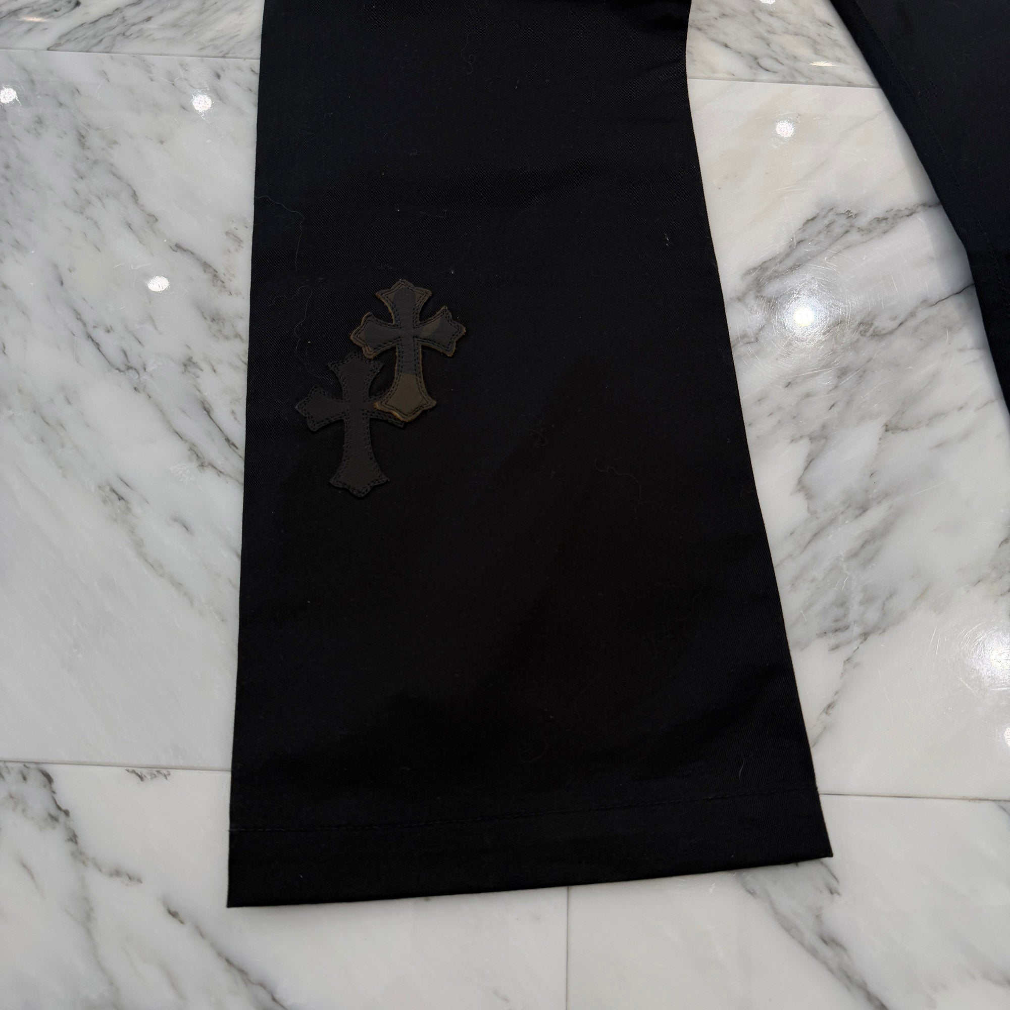 CHROME HEARTS Multi Leather Patch Cross Ball Button Cotton Chino Pants Size 36 クロムハーツ マルチレザーパッチ クロスボールボタン コットン チノパンツ サイズ36