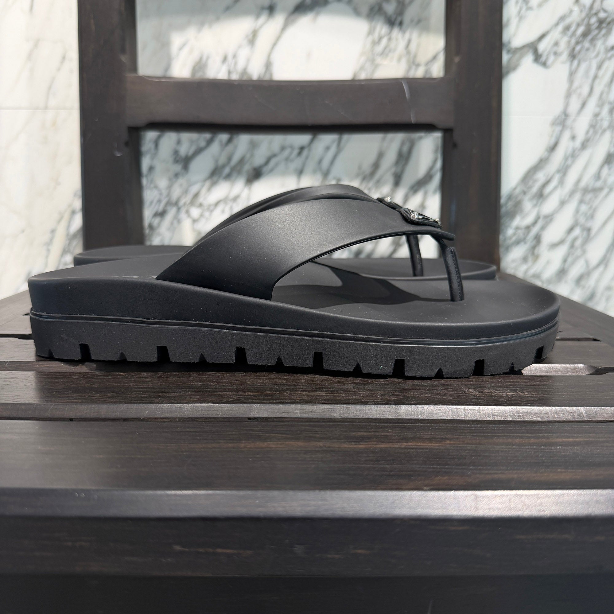 PRADA 2023SS Triangle Logo Plate Rubber Tongs Sandal 2Y3130 Size 9 1/2 (約28.5cm) プラダ トライアングルロゴプレート ラバートングサンダル サイズ9 1/2 (約28.5cm)