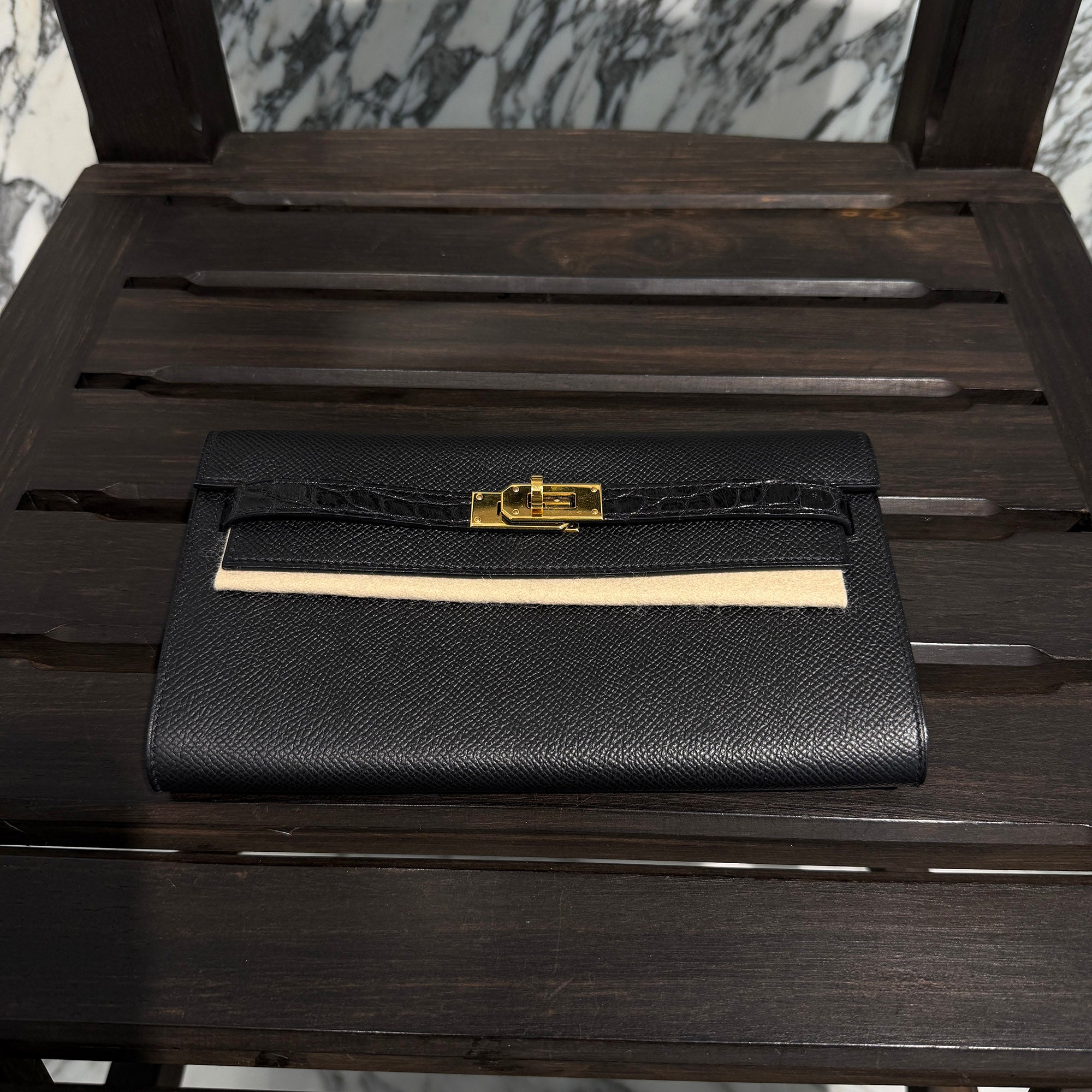 HERMES Kelly Wallet Long To Go Touch "NOIR" Leather Shoulder Bag B刻印 エルメス ケリー ウォレット ロングトゥゴー タッチ "ノワール" レザーショルダーバッグ B刻印