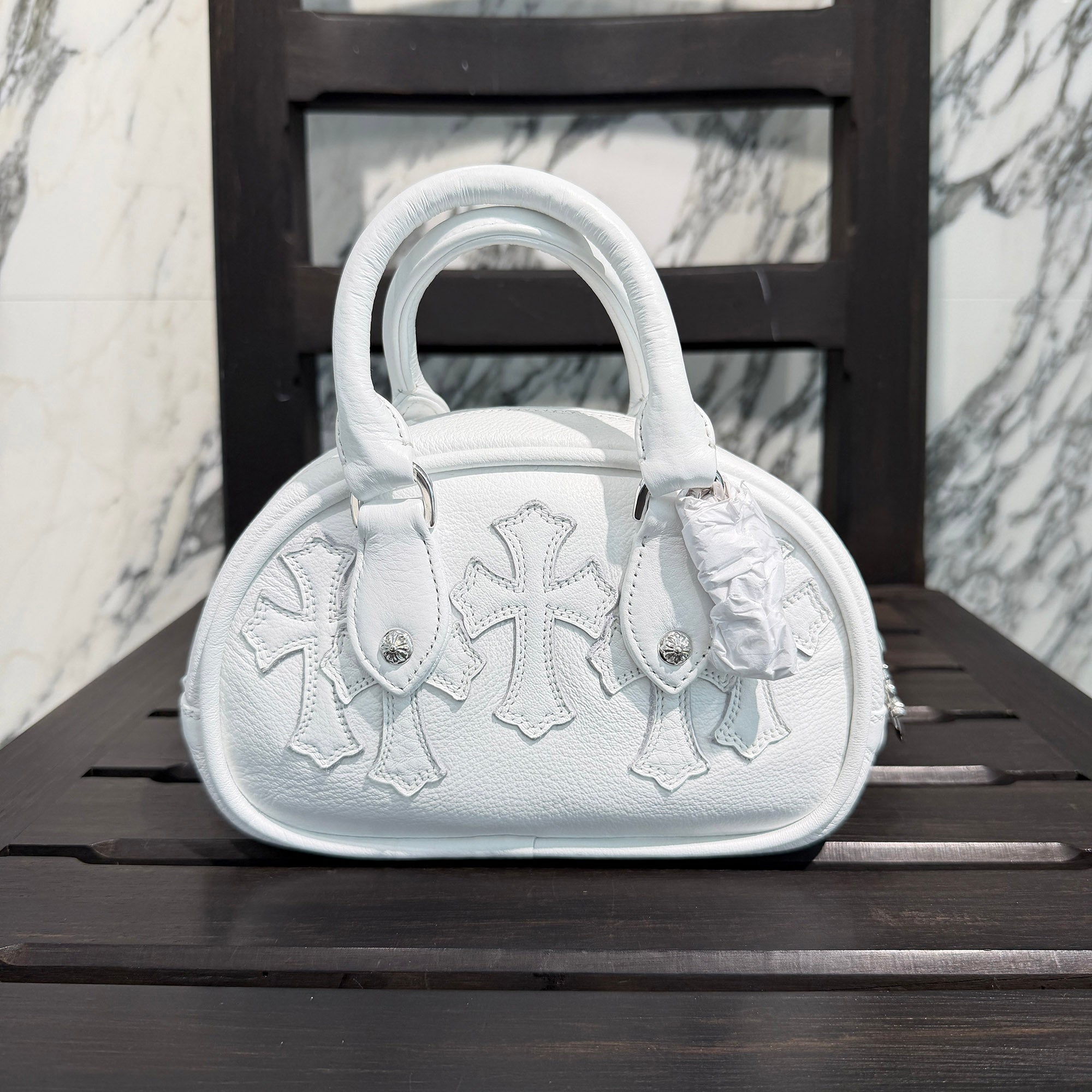 CHROME HEARTS Tiny GYM Cemetery Cross Patch Hand Bag クロムハーツ タイニー ジム セメタリークロスパッチ ハンドバッグ