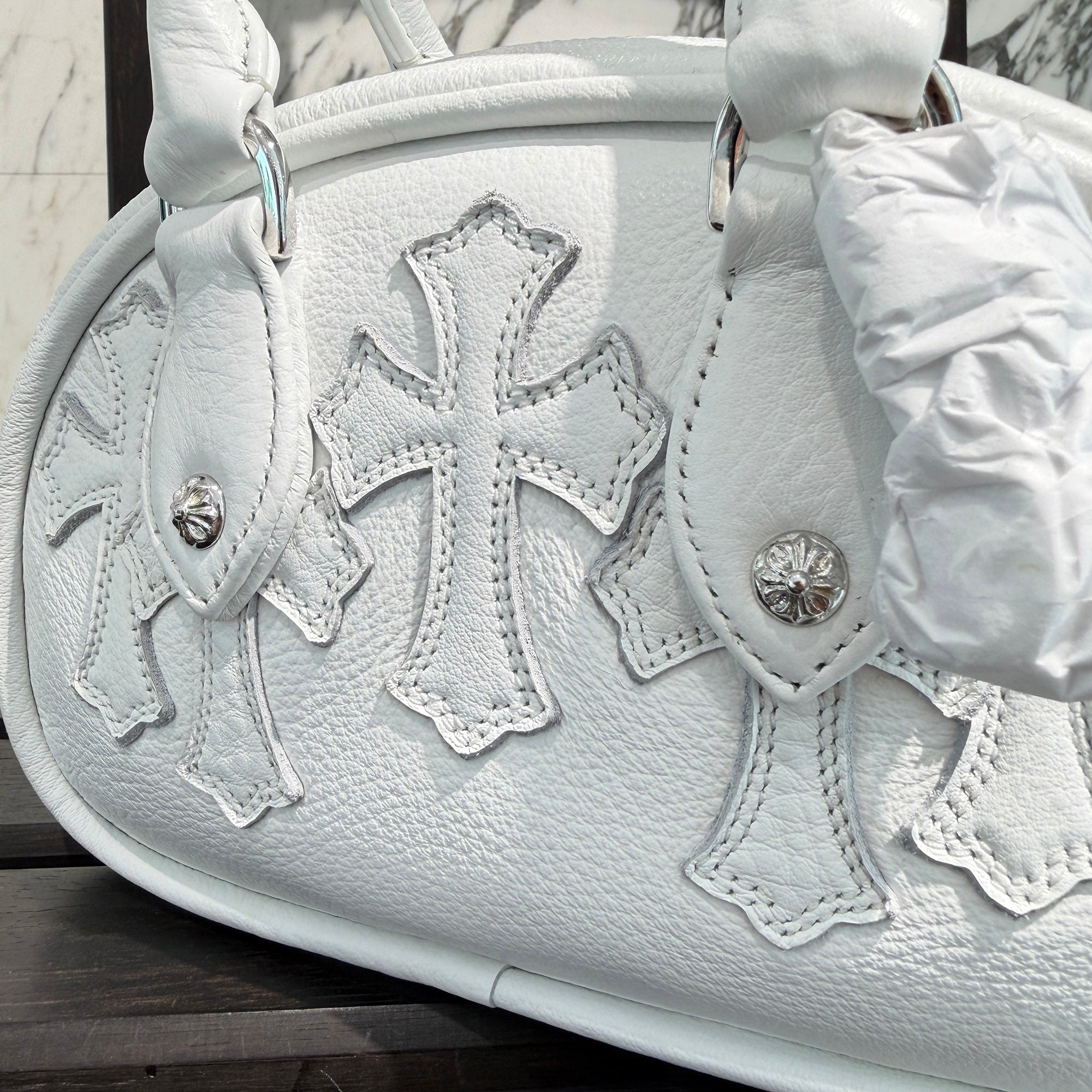CHROME HEARTS Tiny GYM Cemetery Cross Patch Hand Bag クロムハーツ タイニー ジム セメタリークロスパッチ ハンドバッグ