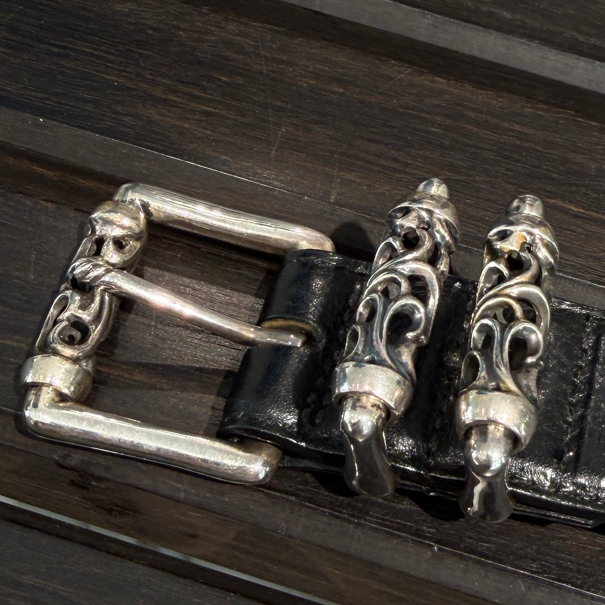 CHROME HEARTS 3PC Roller Leather Belt Size 32 inch クロムハーツ