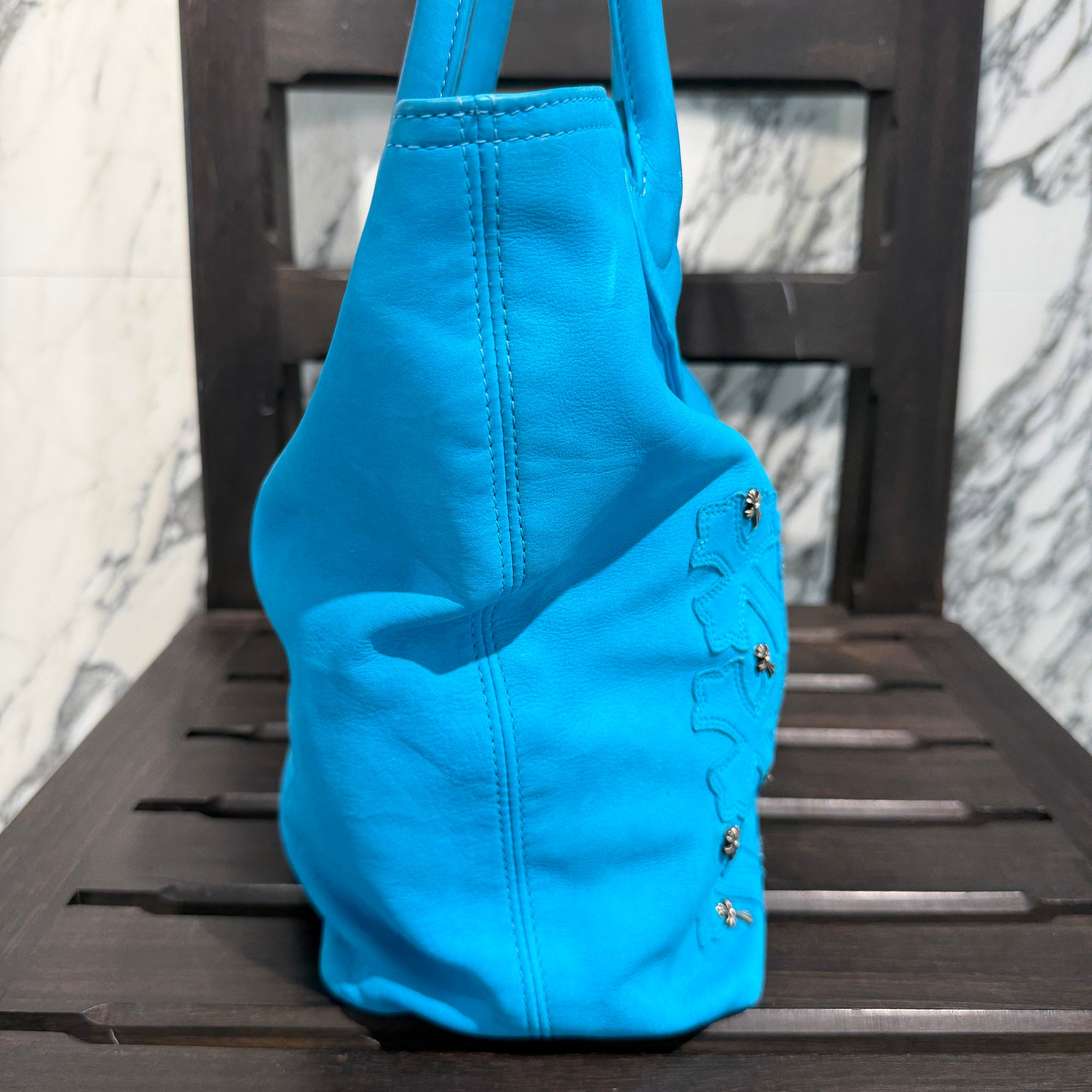 CHROME HEARTS Baby Fat Cemetery Cross Patch FS Leather Tote Bag クロムハーツ ベビーファット セメタリークロスパッチ FS レザートートバッグ