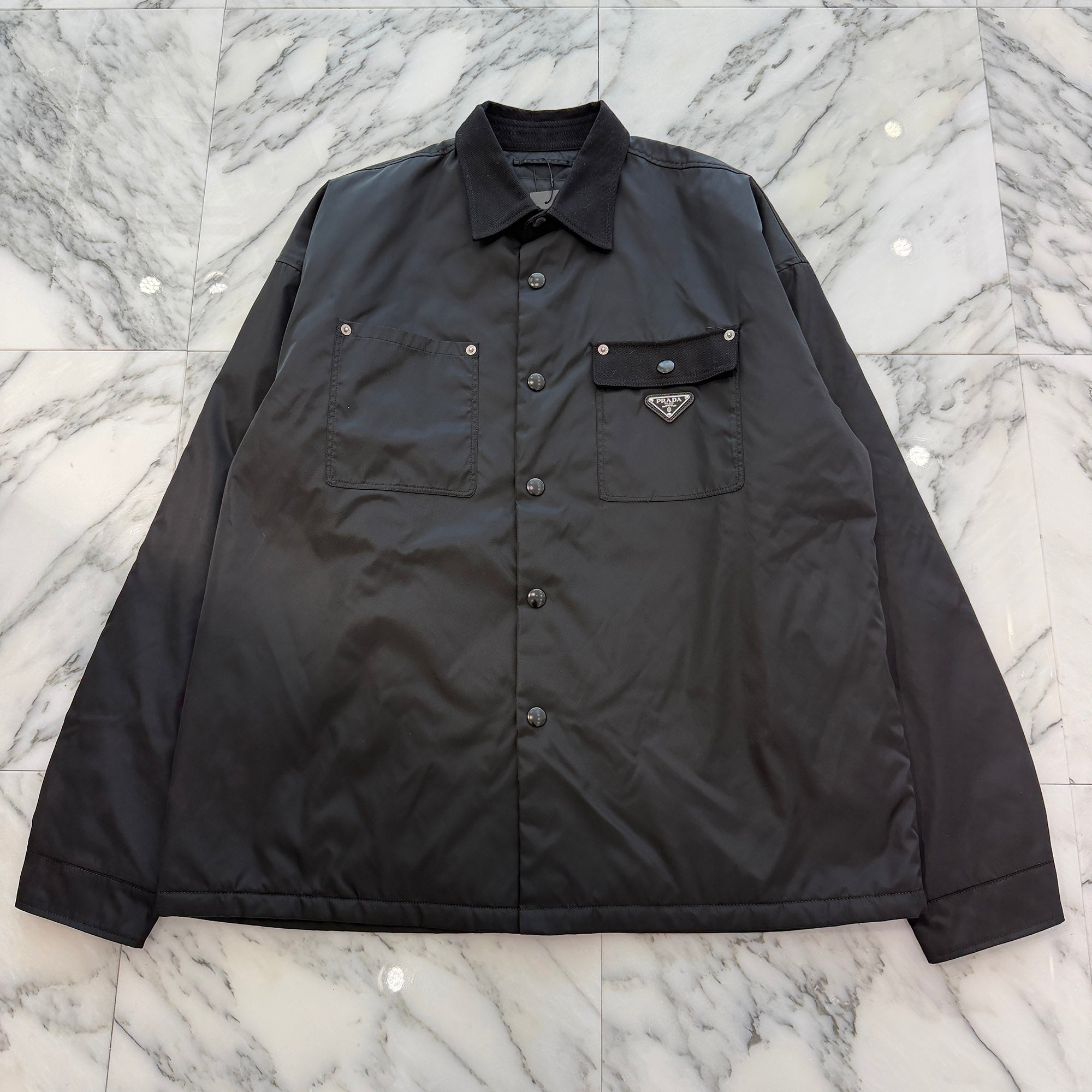 PRADA 2024AW Triangle Logo Plate Re-Nylon Shirt Jacket SC796M S000 1WQ8 Size L プラダ トライアングルロゴプレート リナイロン シャツジャケット サイズL