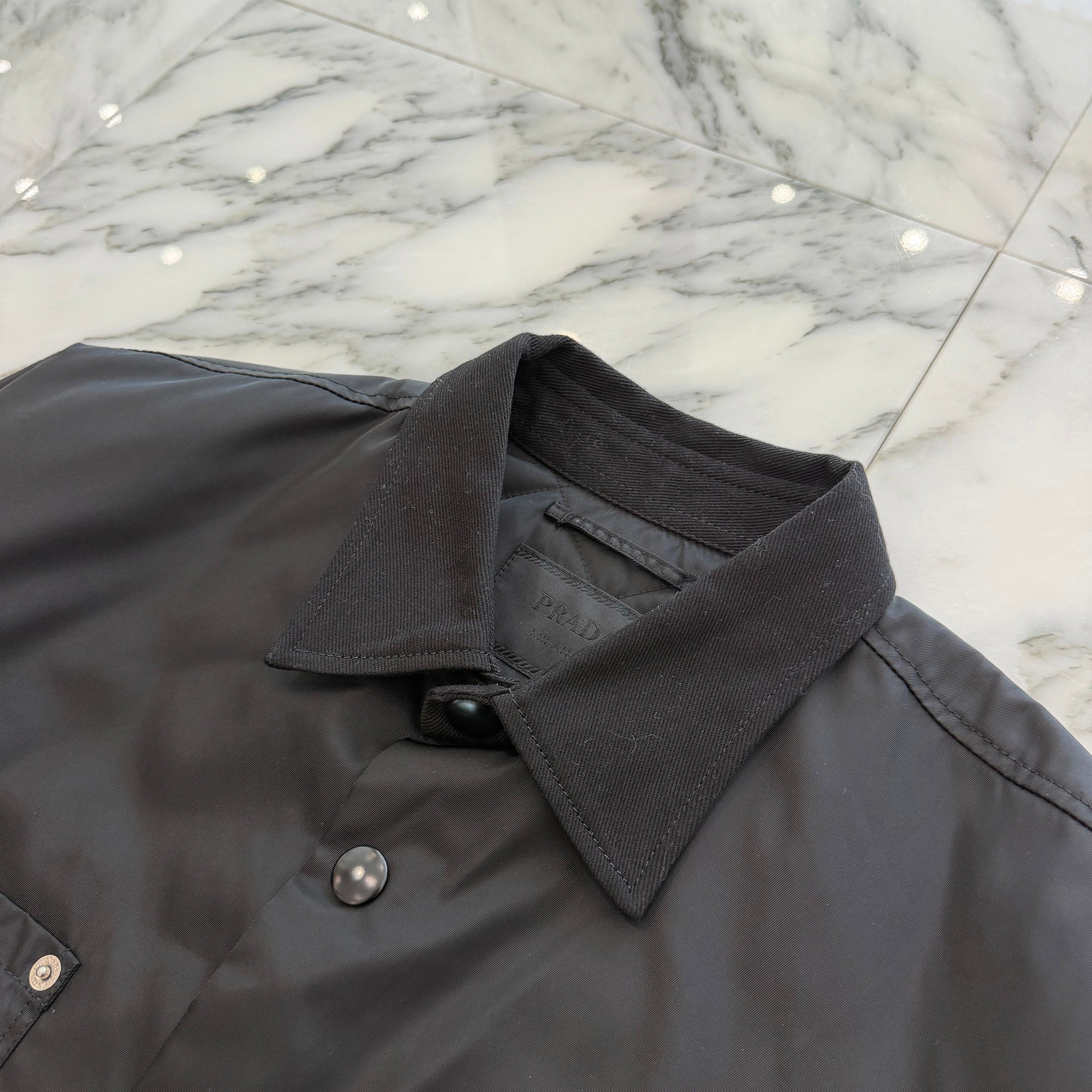 PRADA 2024AW Triangle Logo Plate Re-Nylon Shirt Jacket SC796M S000 1WQ8 Size L プラダ トライアングルロゴプレート リナイロン シャツジャケット サイズL