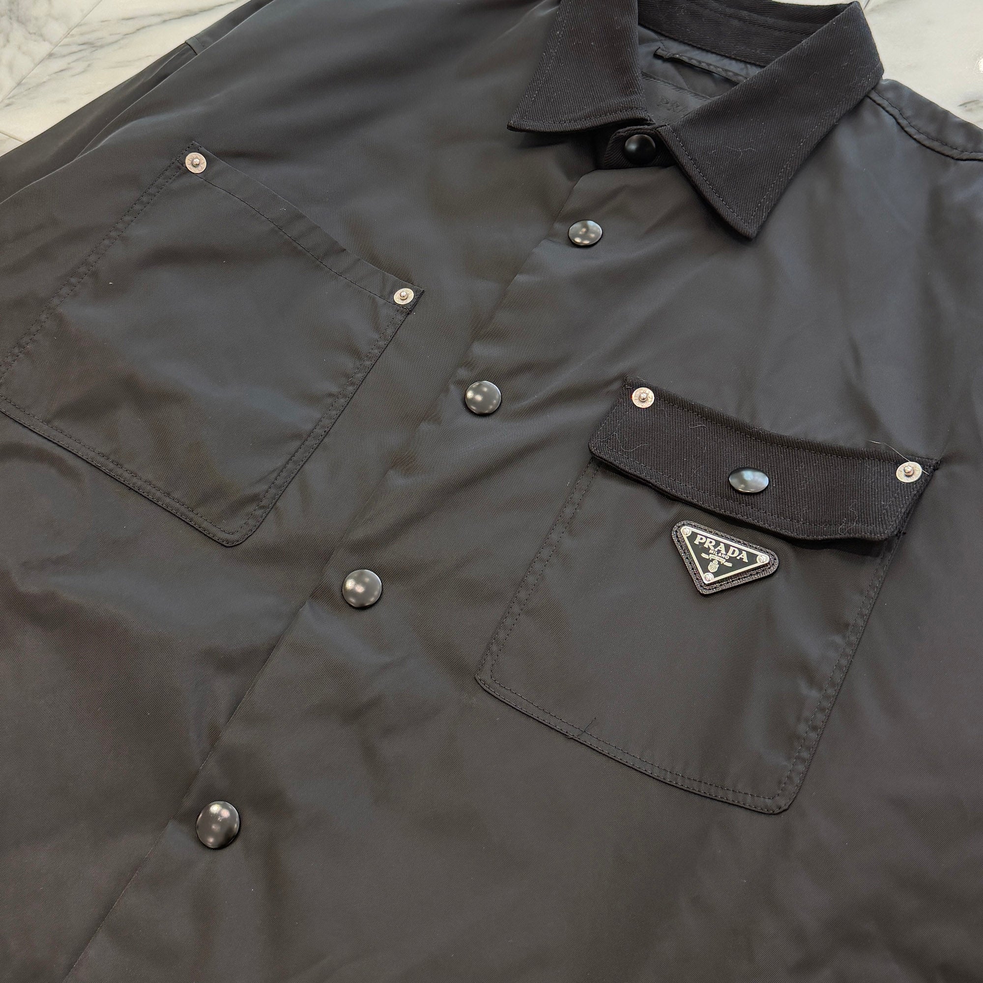 PRADA 2024AW Triangle Logo Plate Re-Nylon Shirt Jacket SC796M S000 1WQ8 Size L プラダ トライアングルロゴプレート リナイロン シャツジャケット サイズL