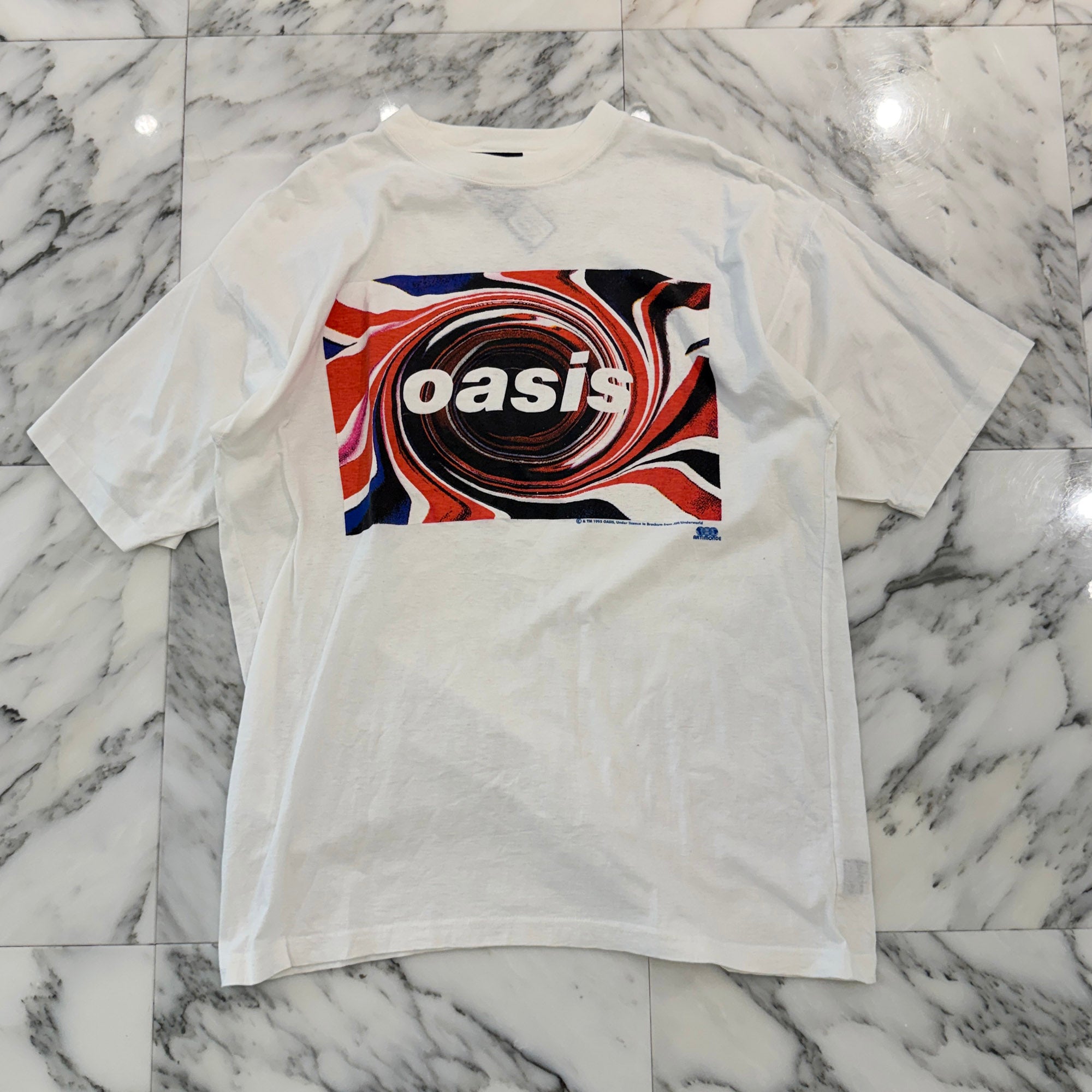 Vintage 90's Oasis "Union Jack Swirl Logo" ARTIMONDE S/S  Tee Size XL ヴィンテージ 90's オアシス "ユニオンジャック スワール ロゴ" アーティモンド社製 Tシャツ サイズXL