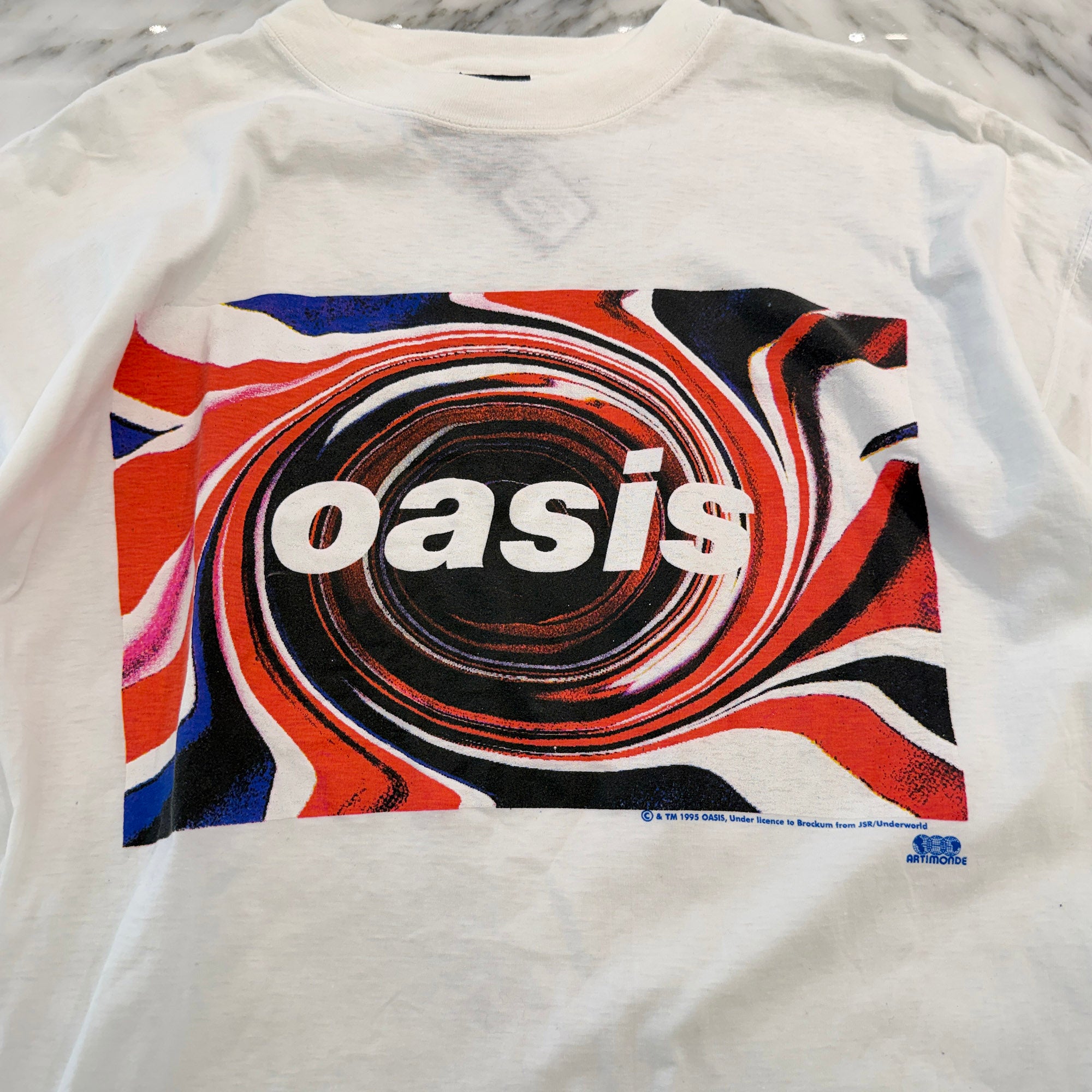 Vintage 90's Oasis "Union Jack Swirl Logo" ARTIMONDE S/S  Tee Size XL ヴィンテージ 90's オアシス "ユニオンジャック スワール ロゴ" アーティモンド社製 Tシャツ サイズXL