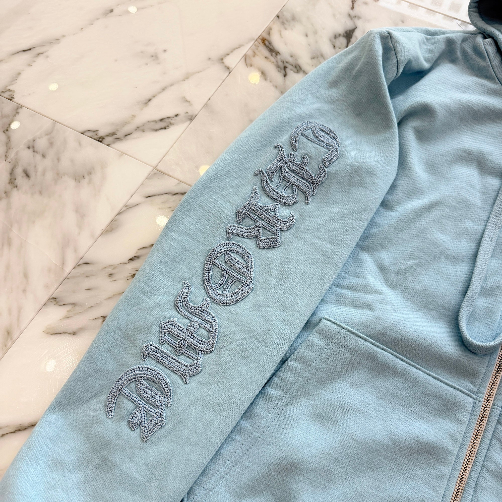 CHROME HEARTS Beaded Vine Dagger Zip Up Hoodie Size M クロムハーツ ビーズ ヴァインダガー ジップアップ フーディー サイズM