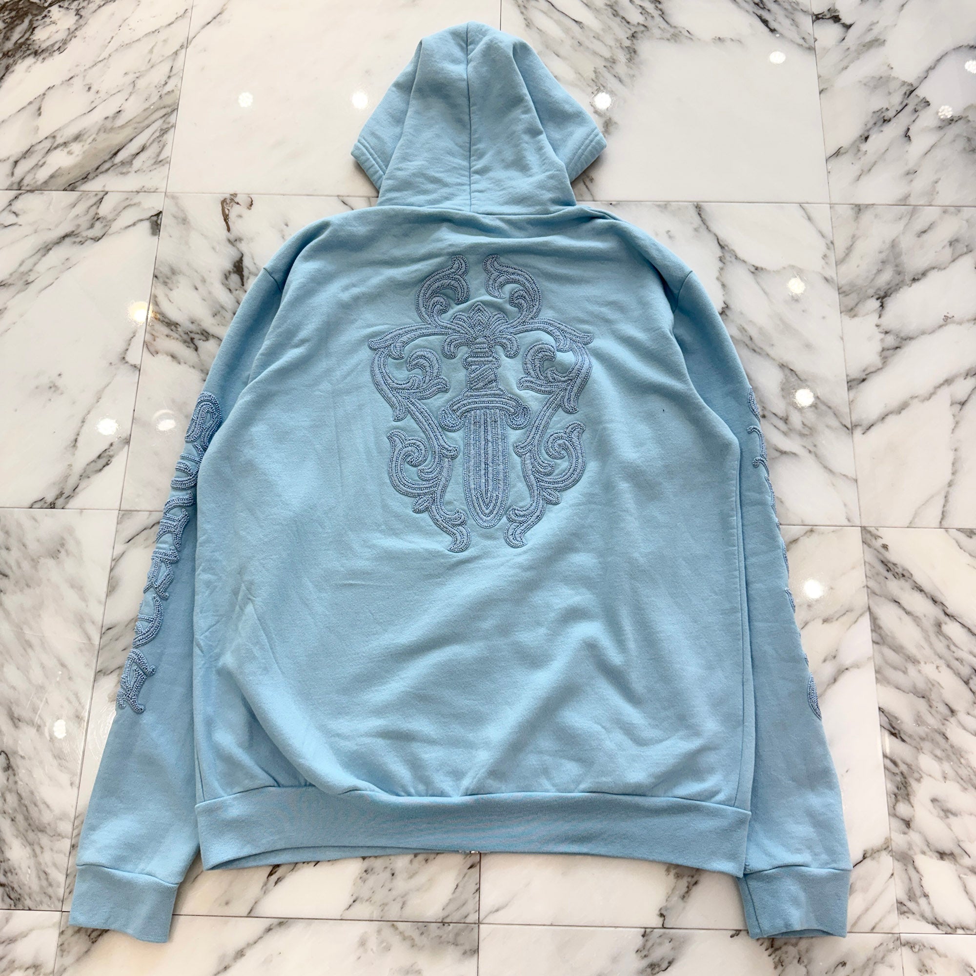 クロムハーツ ヴァインダガービーズ刺繍パーカー メンズ M CHROME HEARTS Beaded Vine Dagger Zip Up Hoodie Size M クロムハーツ