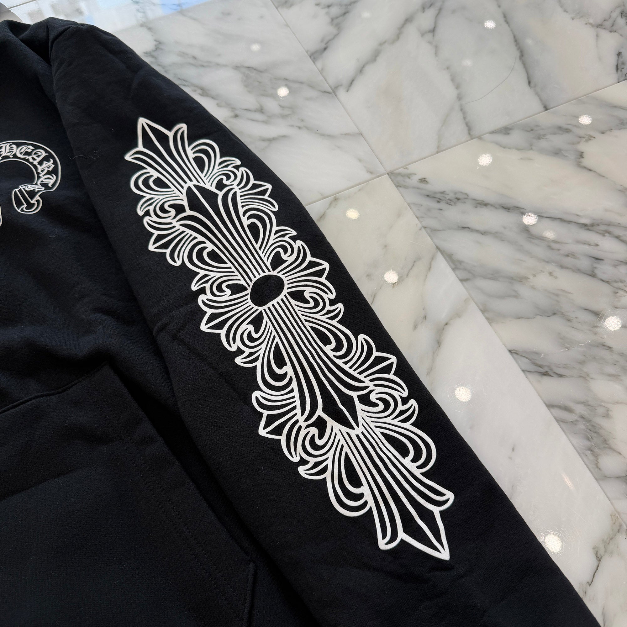 CHROME HEARTS Floral Cross Horseshoe Zip Up Hoodie Size XL クロムハーツ フローラルクロス ホースシュー ジップアップフーディ サイズXL