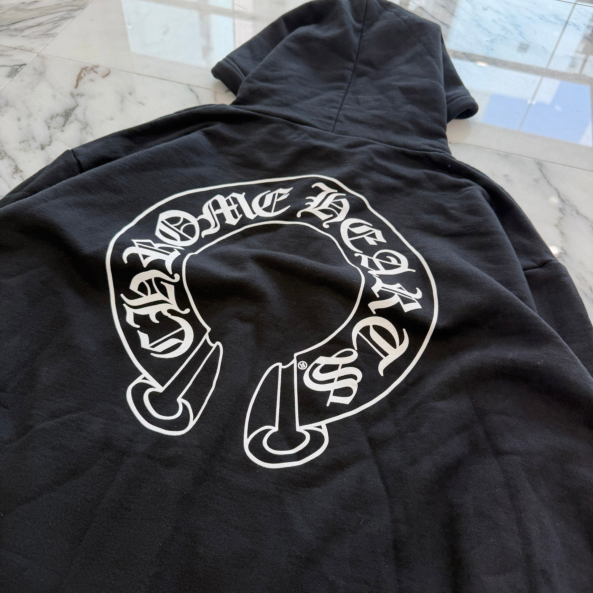 CHROME HEARTS Floral Cross Horseshoe Thermal Zip Up Hoodie Size L