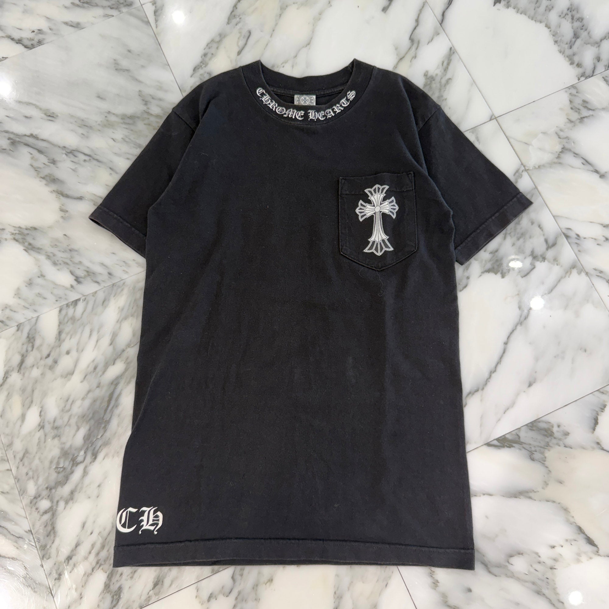 CHROME HEARTS Neck Logo Back Double Cross Scroll Tee Size S クロムハーツ ネックロゴ バック ダブル クロス スクロール Tシャツ サイズS