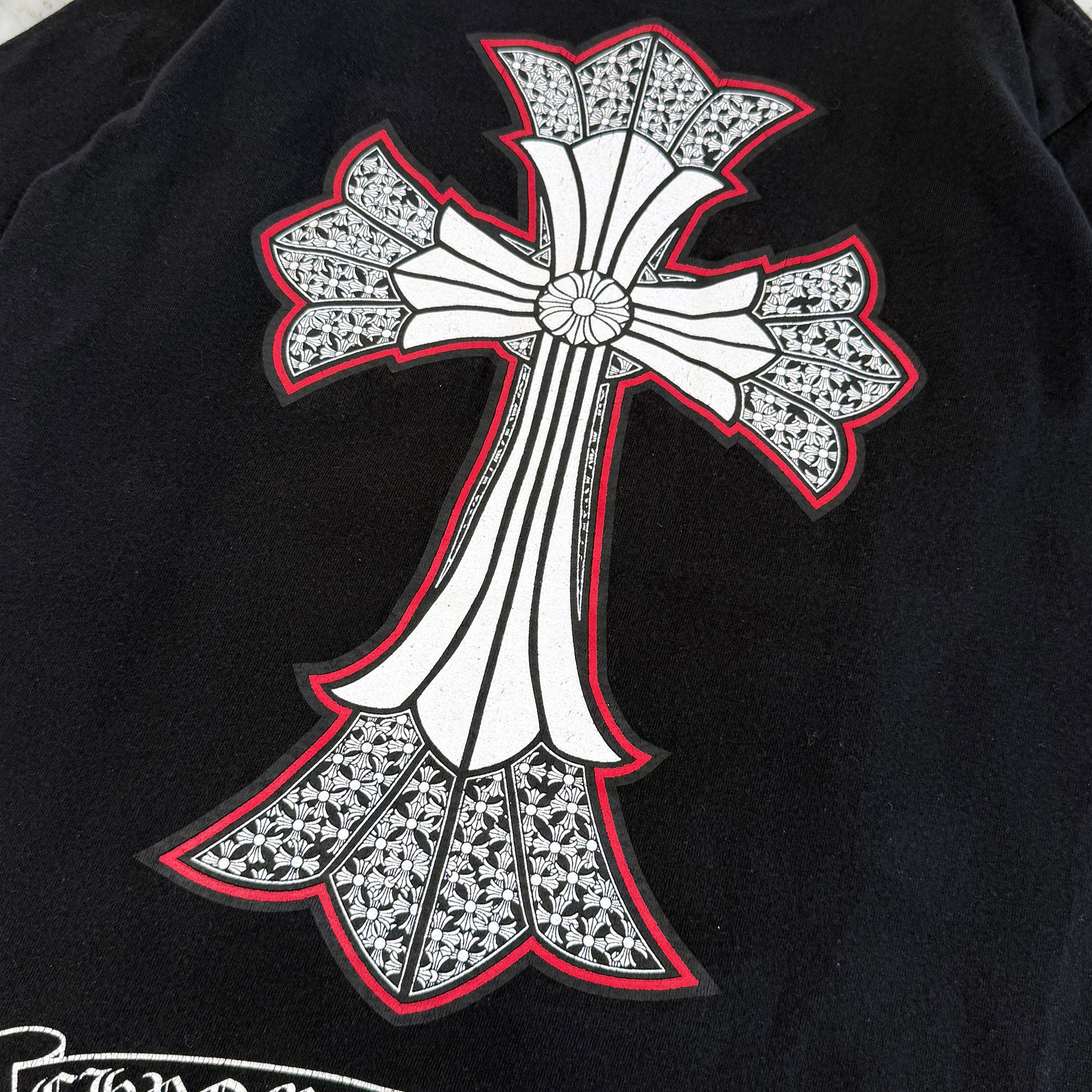 CHROME HEARTS Neck Logo Back Double Cross Scroll Tee Size S クロムハーツ ネックロゴ バック ダブル クロス スクロール Tシャツ サイズS