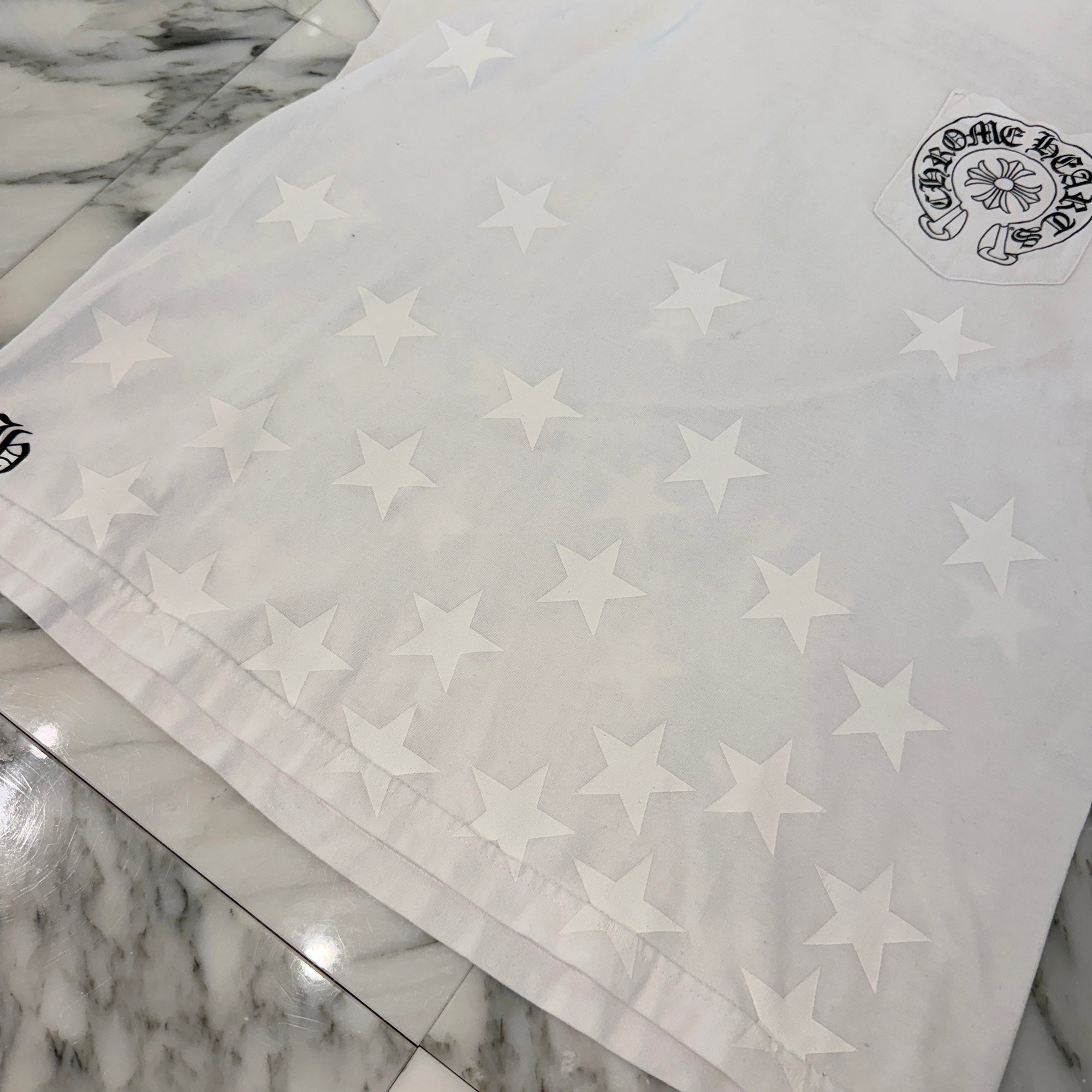 CHROME HEARTS Back Scroll Horseshoe Star Print Tee Size L クロムハーツ バックスクロール ホースシュー スタープリントTシャツ サイズL