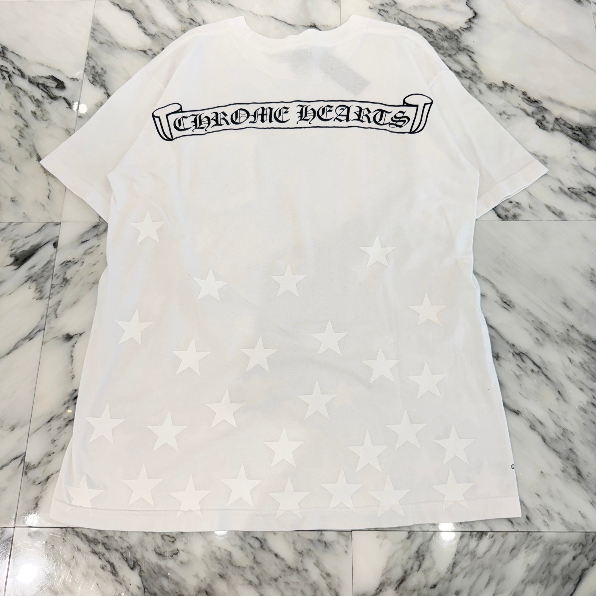 CHROME HEARTS Back Scroll Horseshoe Star Print Tee Size L クロムハーツ バックスクロール ホースシュー スタープリントTシャツ サイズL