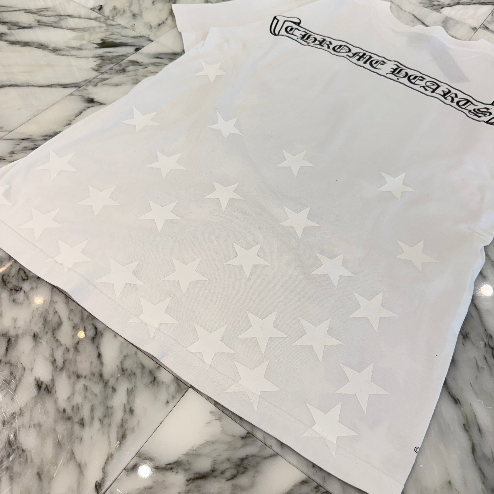 CHROME HEARTS Back Scroll Horseshoe Star Print Tee Size L クロムハーツ バックスクロール ホースシュー スタープリントTシャツ サイズL