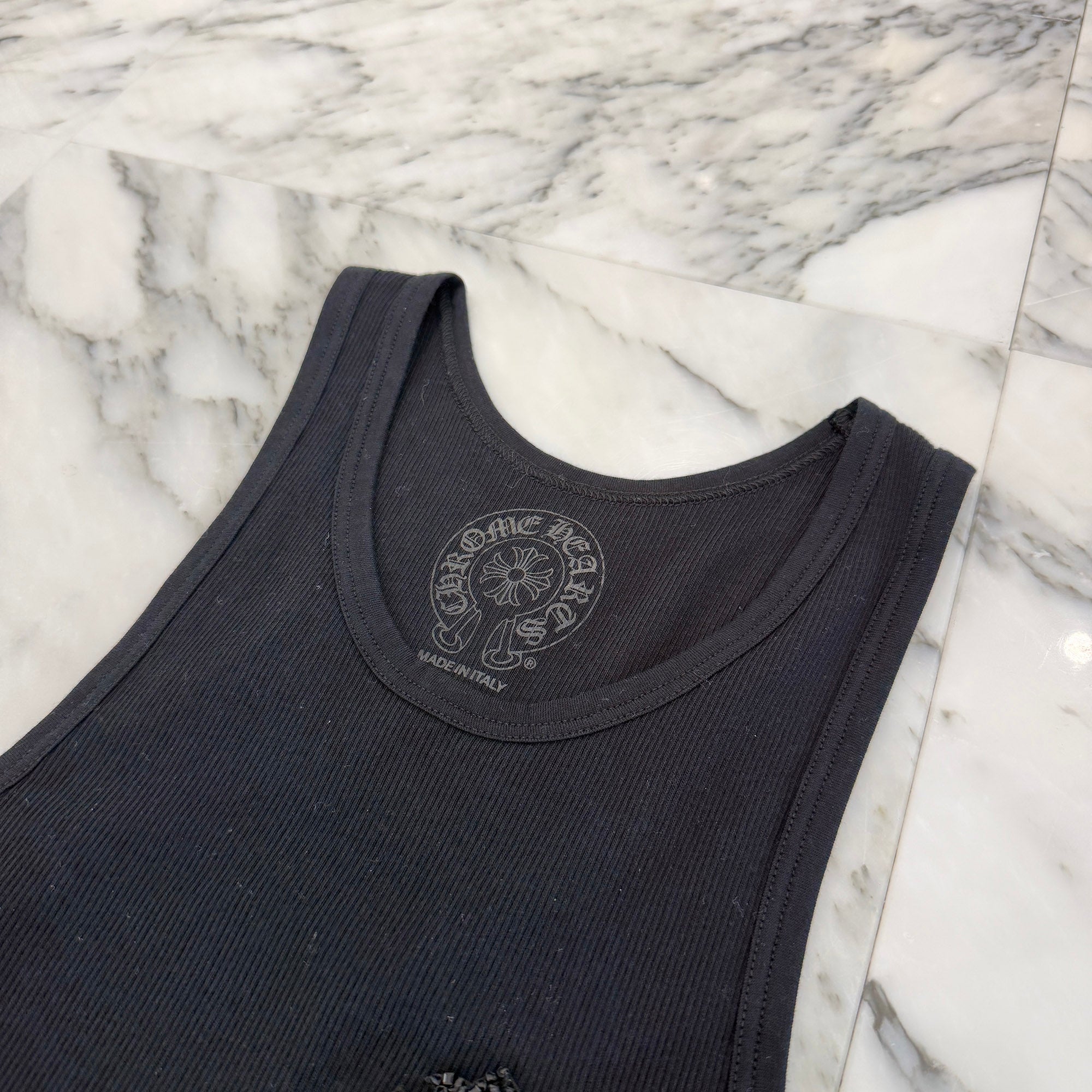 CHROME HEARTS Beads Embroidery CH Plus Tank Top Size MED/LRG クロムハーツ ビーズ刺繍 CHプラス タンクトップ サイズMED/LRG
