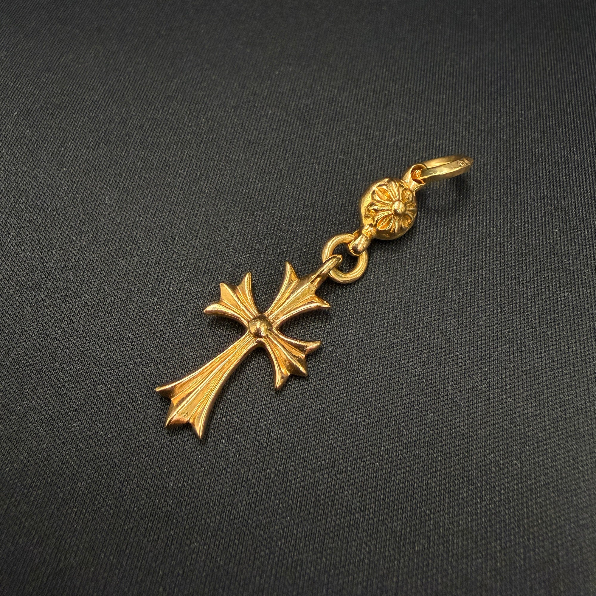 CHROME HEARTS 22K 1 Ball Tiny Cross Charm Neckless Top クロムハーツ 22K 1ボール タイニークロスチャーム ネックレストップ