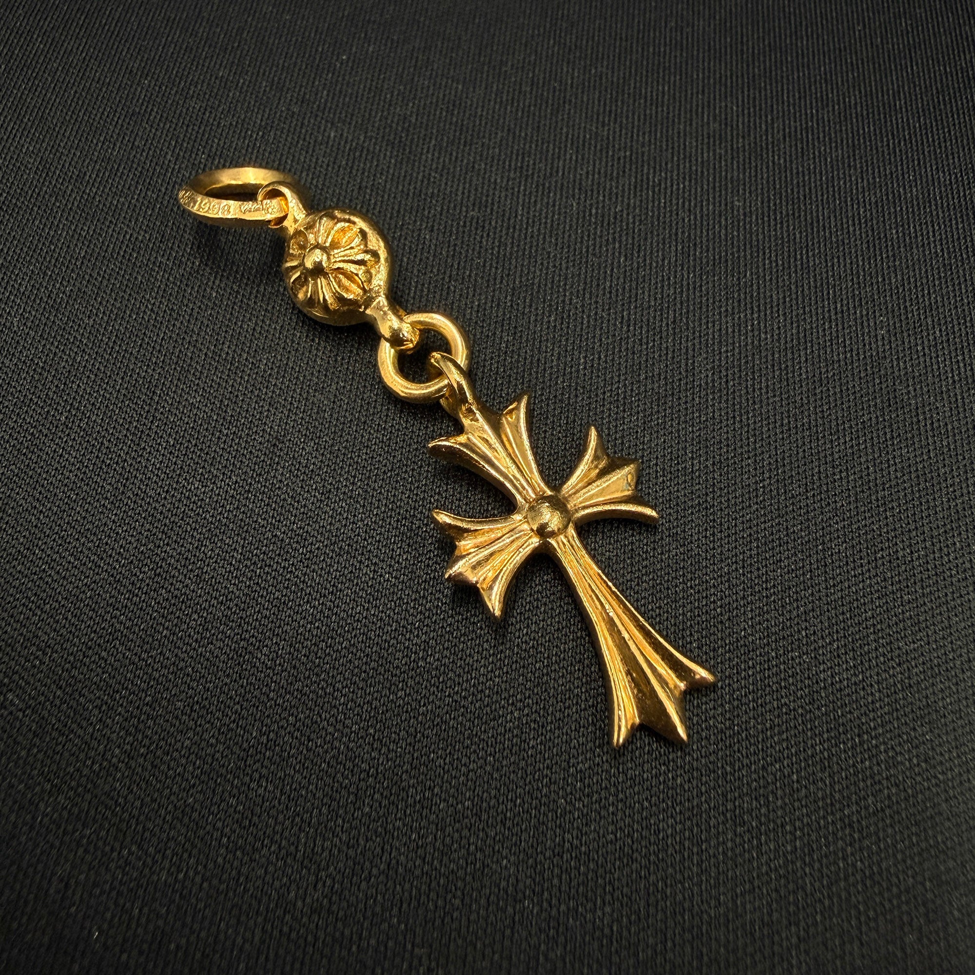 CHROME HEARTS 22K 1 Ball Tiny Cross Charm Neckless Top クロムハーツ 22K 1ボール タイニークロスチャーム ネックレストップ