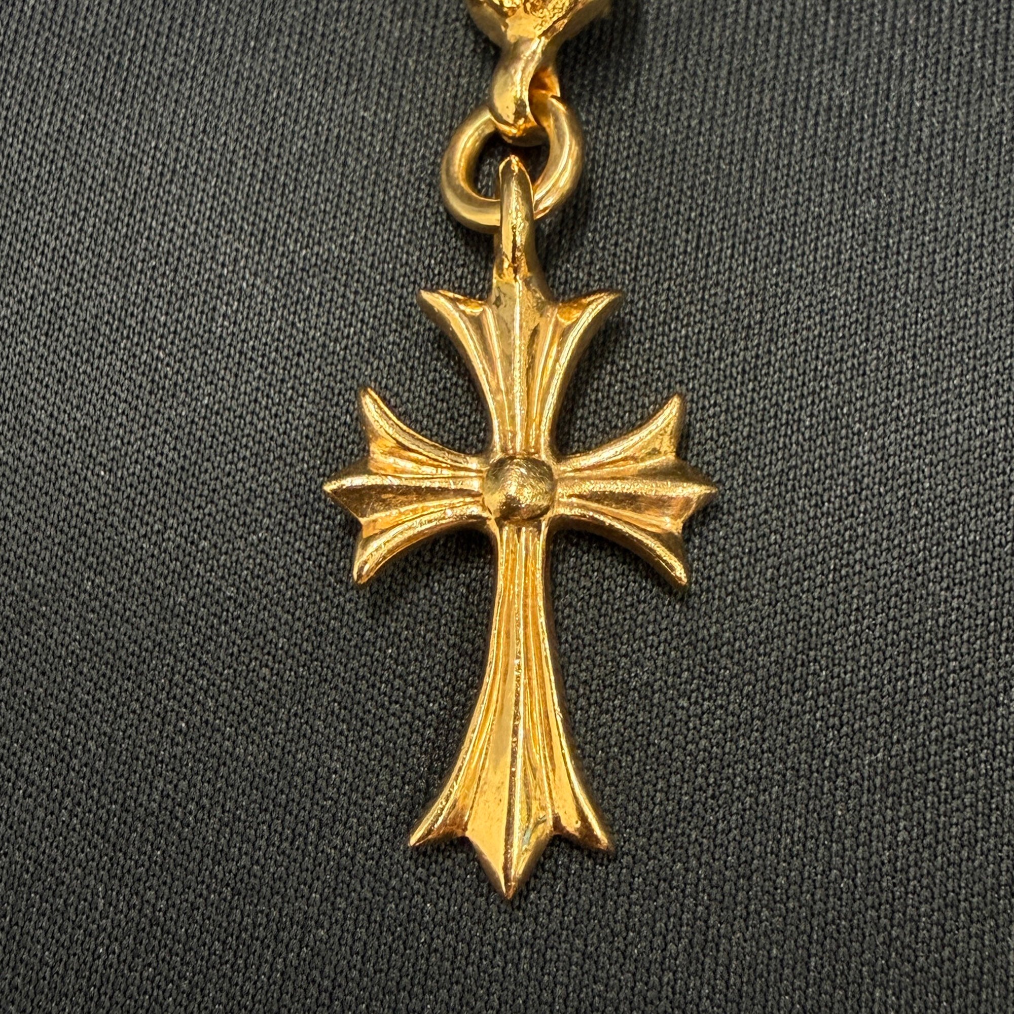 CHROME HEARTS 22K 1 Ball Tiny Cross Charm Neckless Top クロムハーツ 22K 1ボール タイニークロスチャーム ネックレストップ