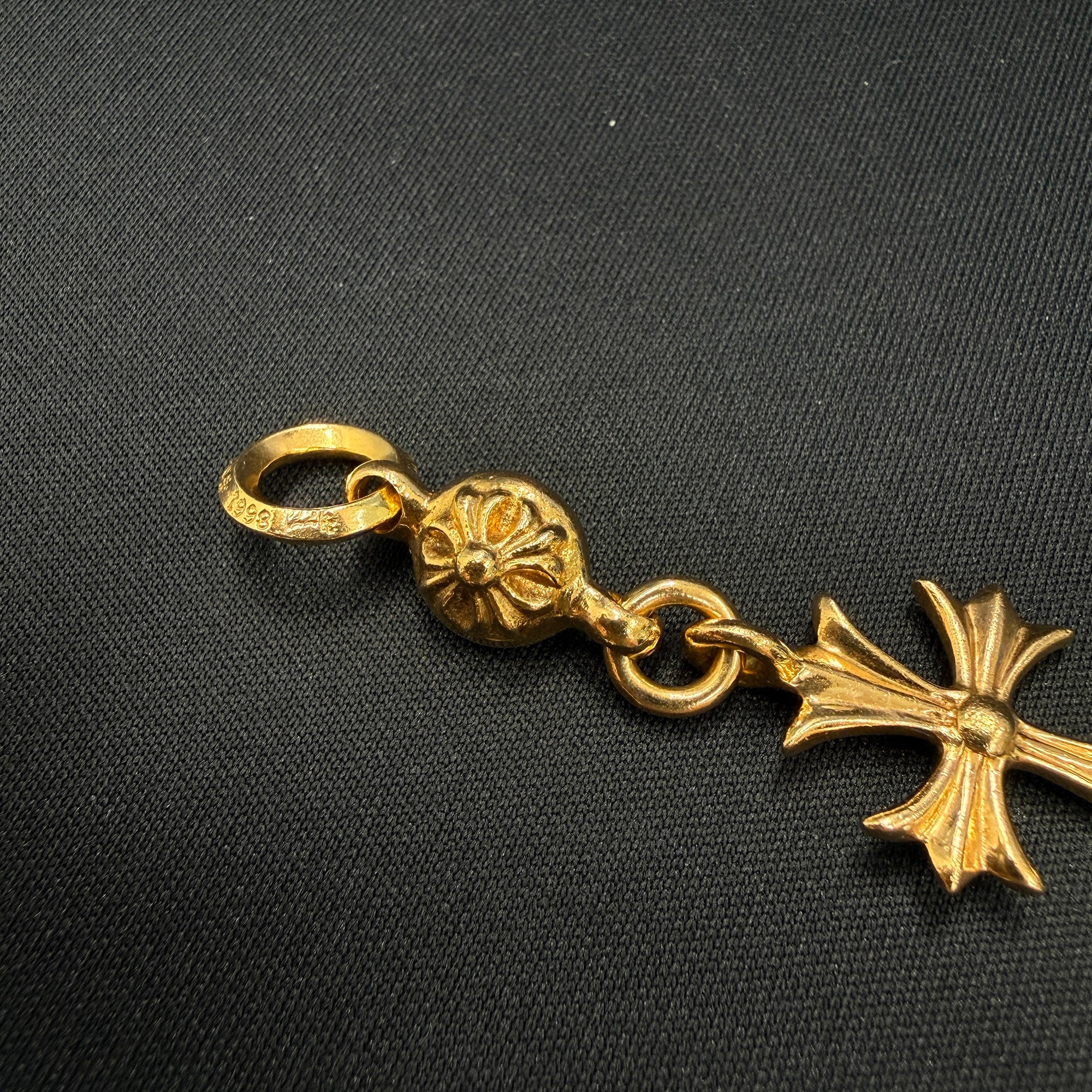CHROME HEARTS 22K 1 Ball Tiny Cross Charm Neckless Top クロムハーツ 22K 1ボール タイニークロスチャーム ネックレストップ