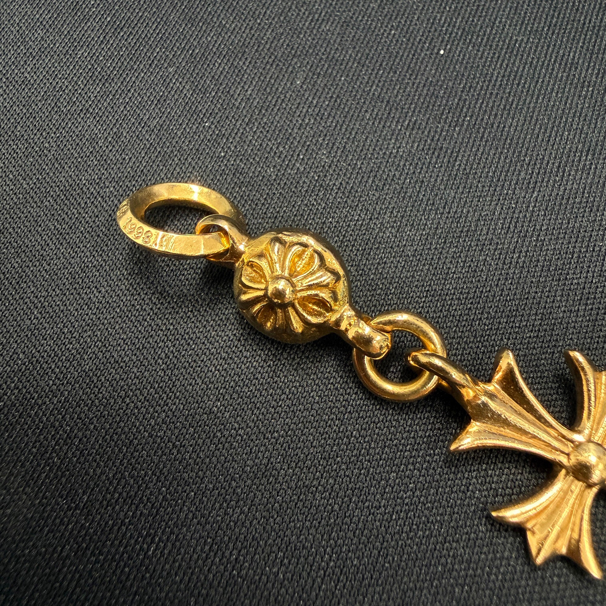 CHROME HEARTS 22K 1 Ball Tiny Cross Charm Neckless Top クロムハーツ 22K 1ボール タイニークロスチャーム ネックレストップ