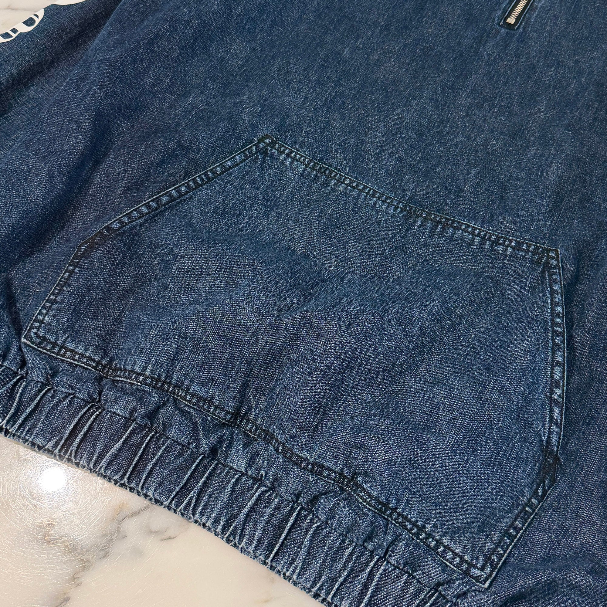 CHROME HEARTS 2024AW Leather Cemetery Triple Cross Denim Anorak Jacket Size L クロムハーツ レザーセメタリートリプルクロス デニム アノラック ジャケット サイズL