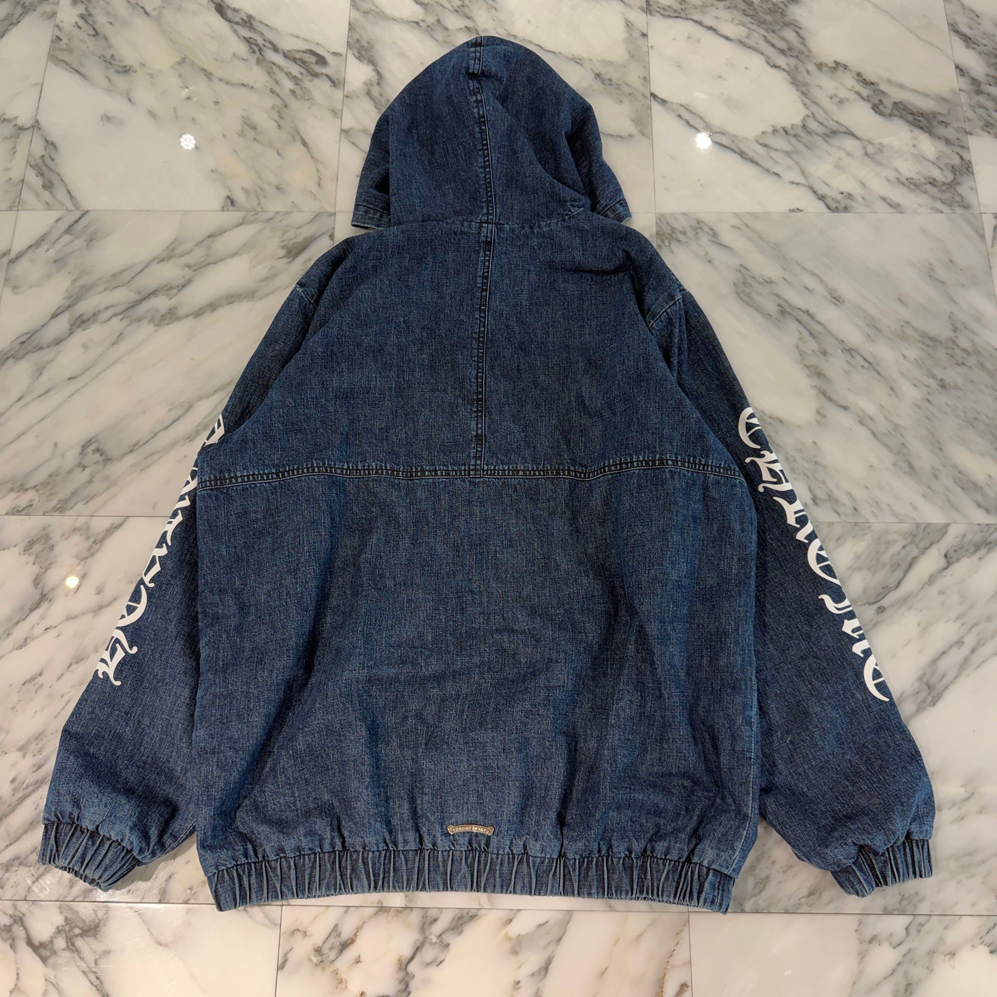CHROME HEARTS 2024AW Leather Cemetery Triple Cross Denim Anorak Jacket Size L クロムハーツ レザーセメタリートリプルクロス デニム アノラック ジャケット サイズL