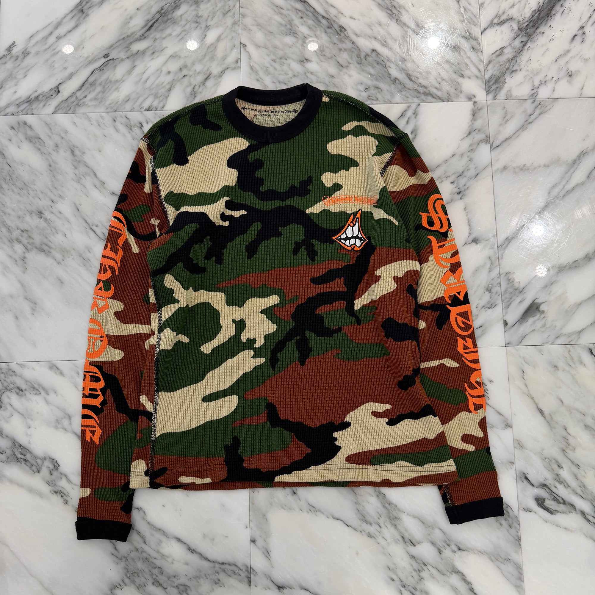 CHROME HEARTS × MATTY BOY 2022SS PPO CAUTION Waffle Thermal Long Sleeve Tee Size XS クロムハーツ × マッティボーイ コーション ワッフル サーマル ロングスリーブTシャツ サイズXS