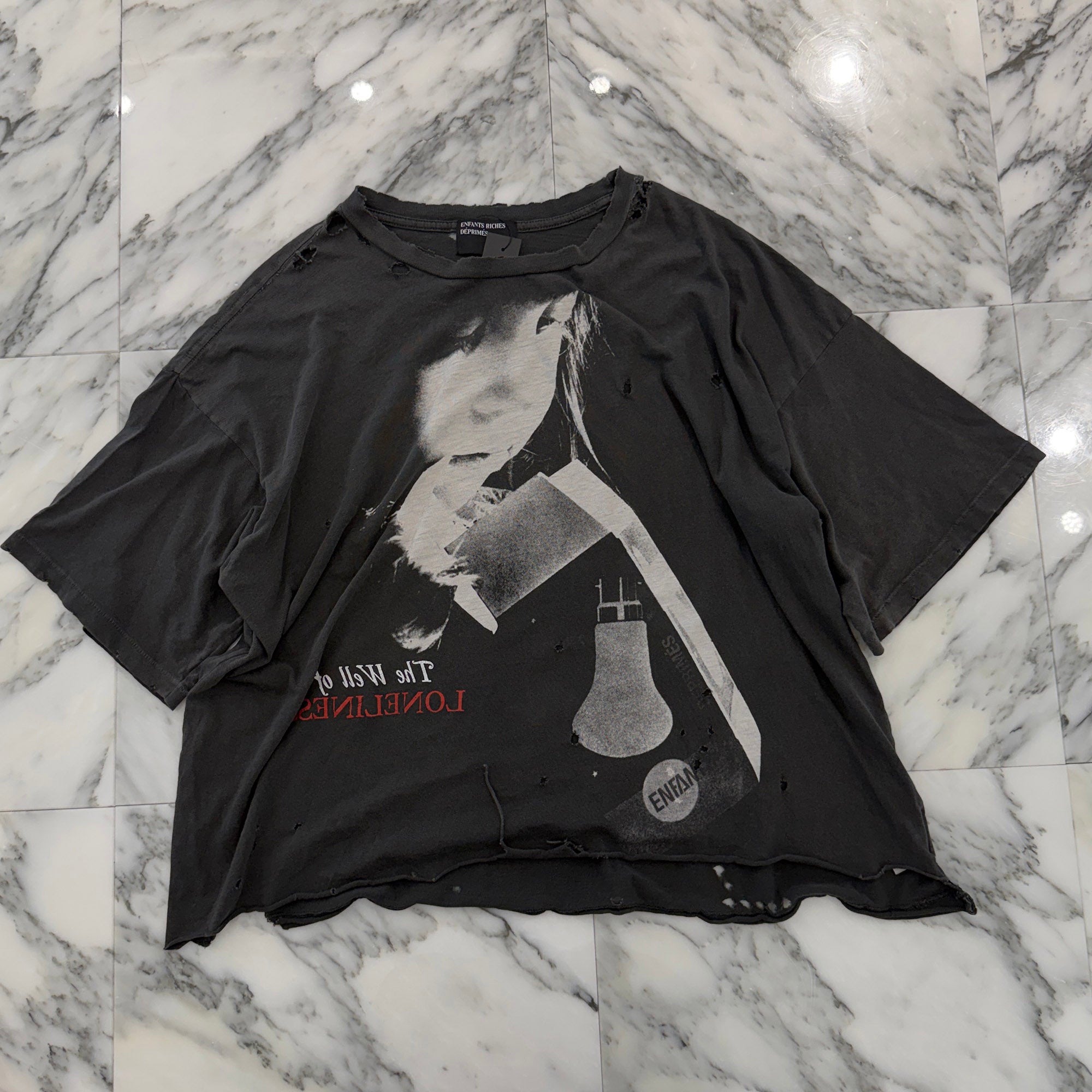 Enfants Riches Déprimés 2025SS "The Well of Loneliness" Inverted Print Damage Tee Size XL アンファン リッシュ "ザ・ウェル・オブ・ローンリネス" 反転プリント ダメージ Tシャツ サイズXL