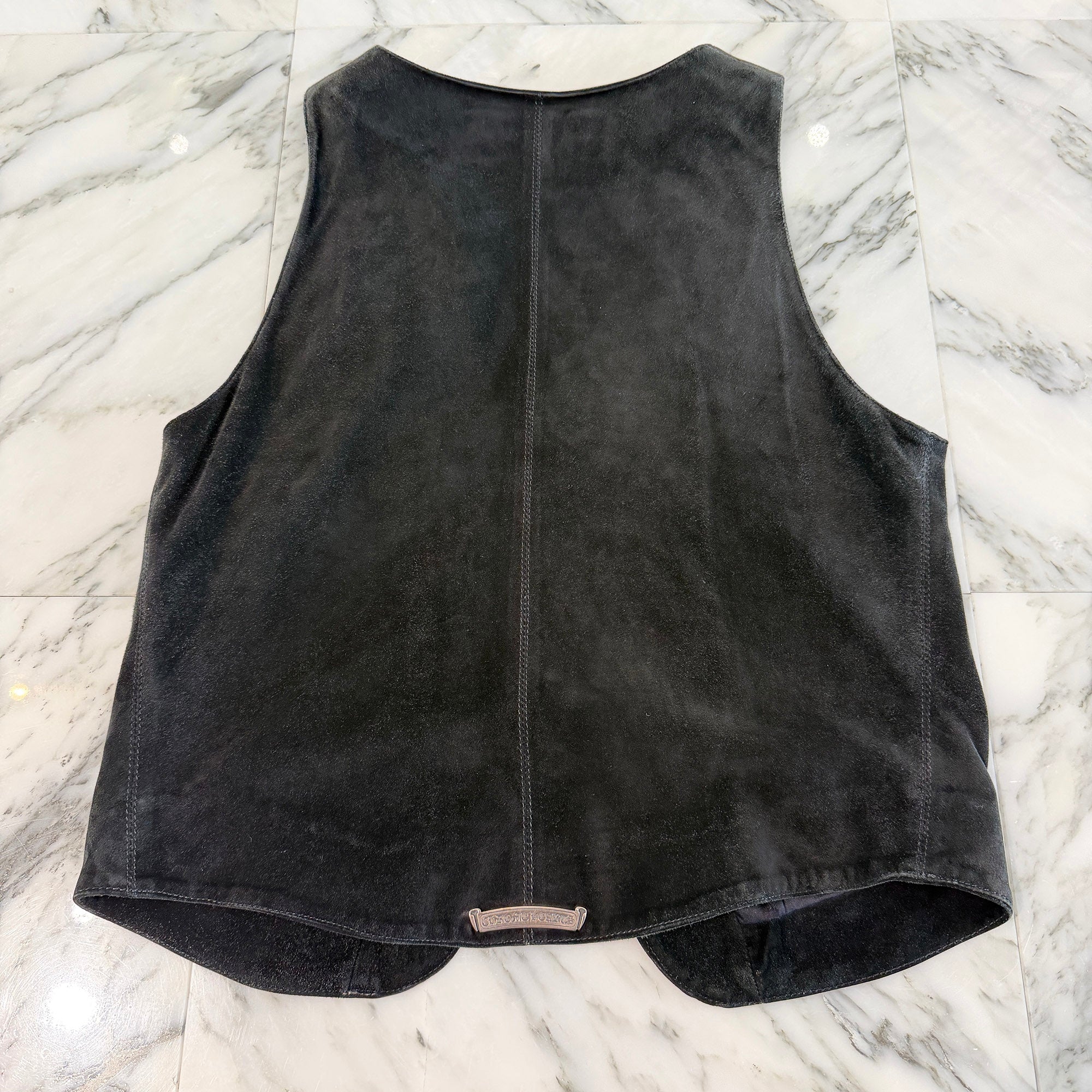 CHROME HEARTS Cross Ball Button Suede Leather Vest Size S クロムハーツ クロスボールボタン スエードレザー ベスト サイズS