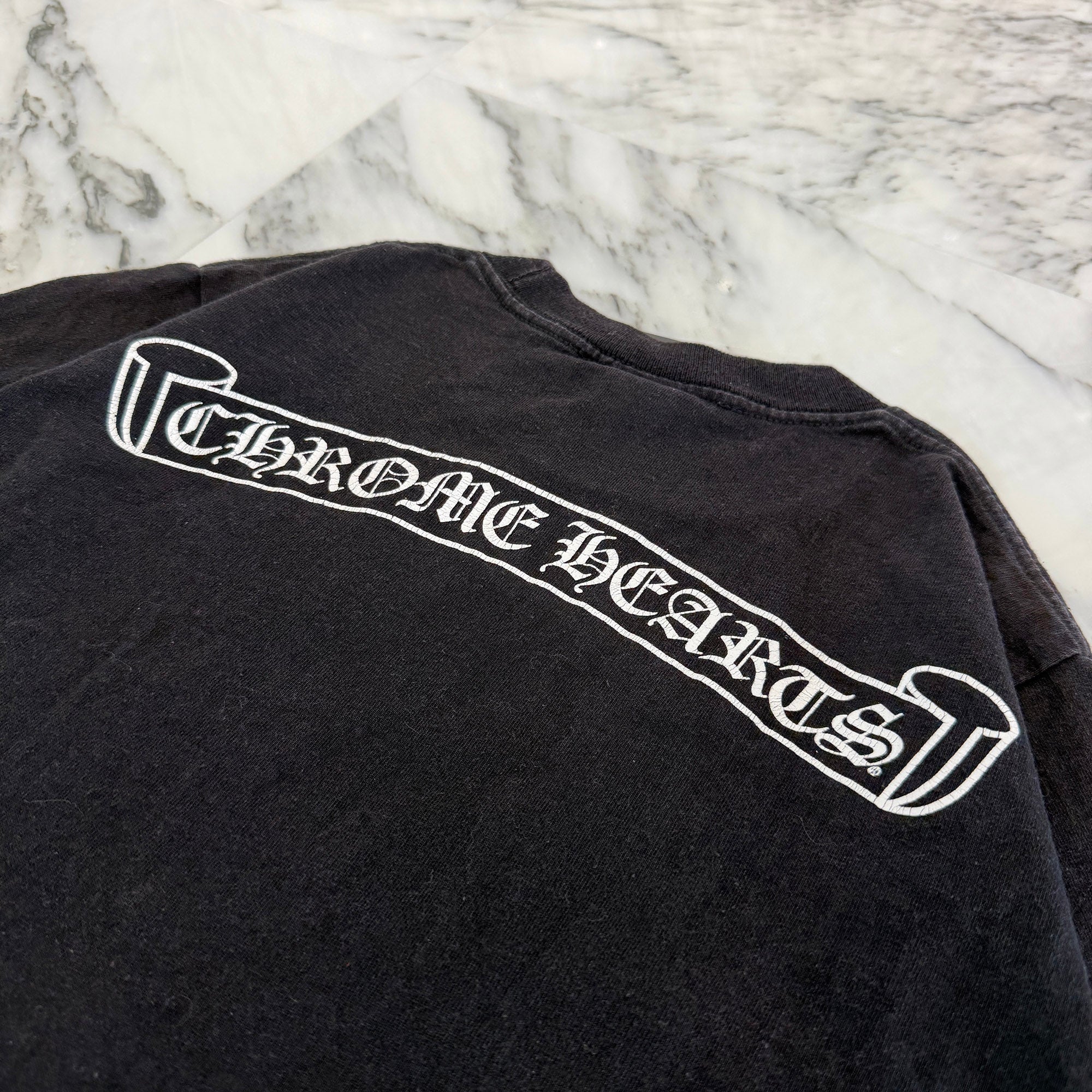 CHROME HEARTS Back Scroll Horseshoe Star Print Tee Size S クロムハーツ バックスクロール ホースシュー スタープリントTシャツ サイズS