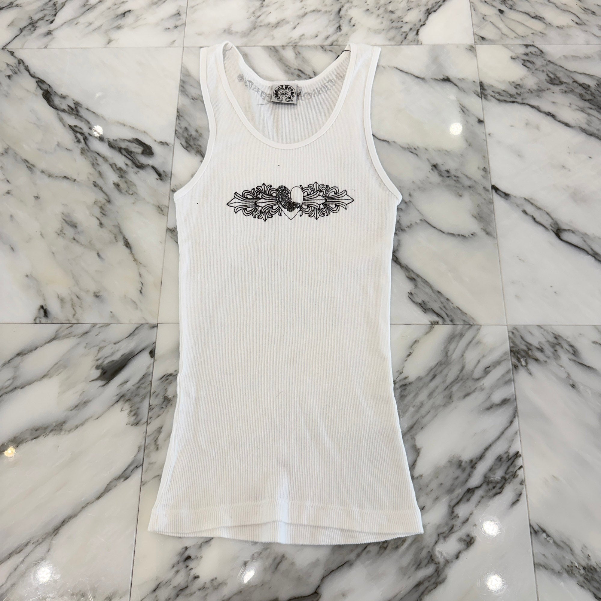 CHROME HEARTS Viny Heart Floral Cross Print Tank Top Size M クロムハーツ ヴィニーハート フローラルクロス プリント タンクトップ サイズM