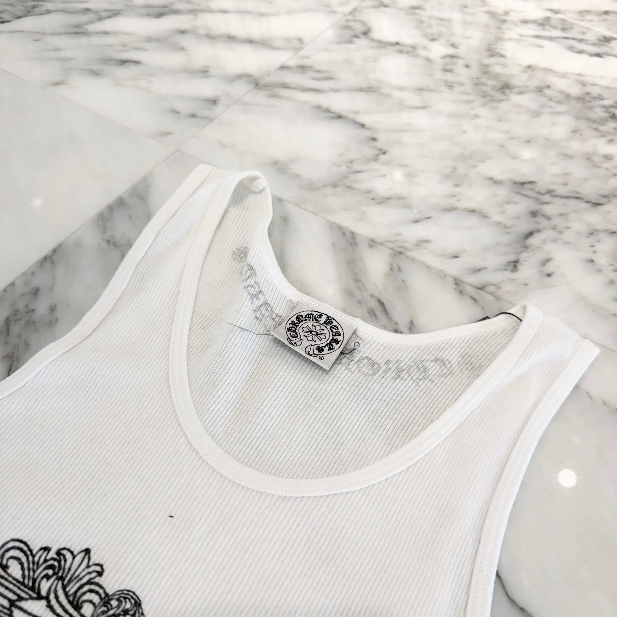 CHROME HEARTS Viny Heart Floral Cross Print Tank Top Size M クロムハーツ ヴィニーハート フローラルクロス プリント タンクトップ サイズM