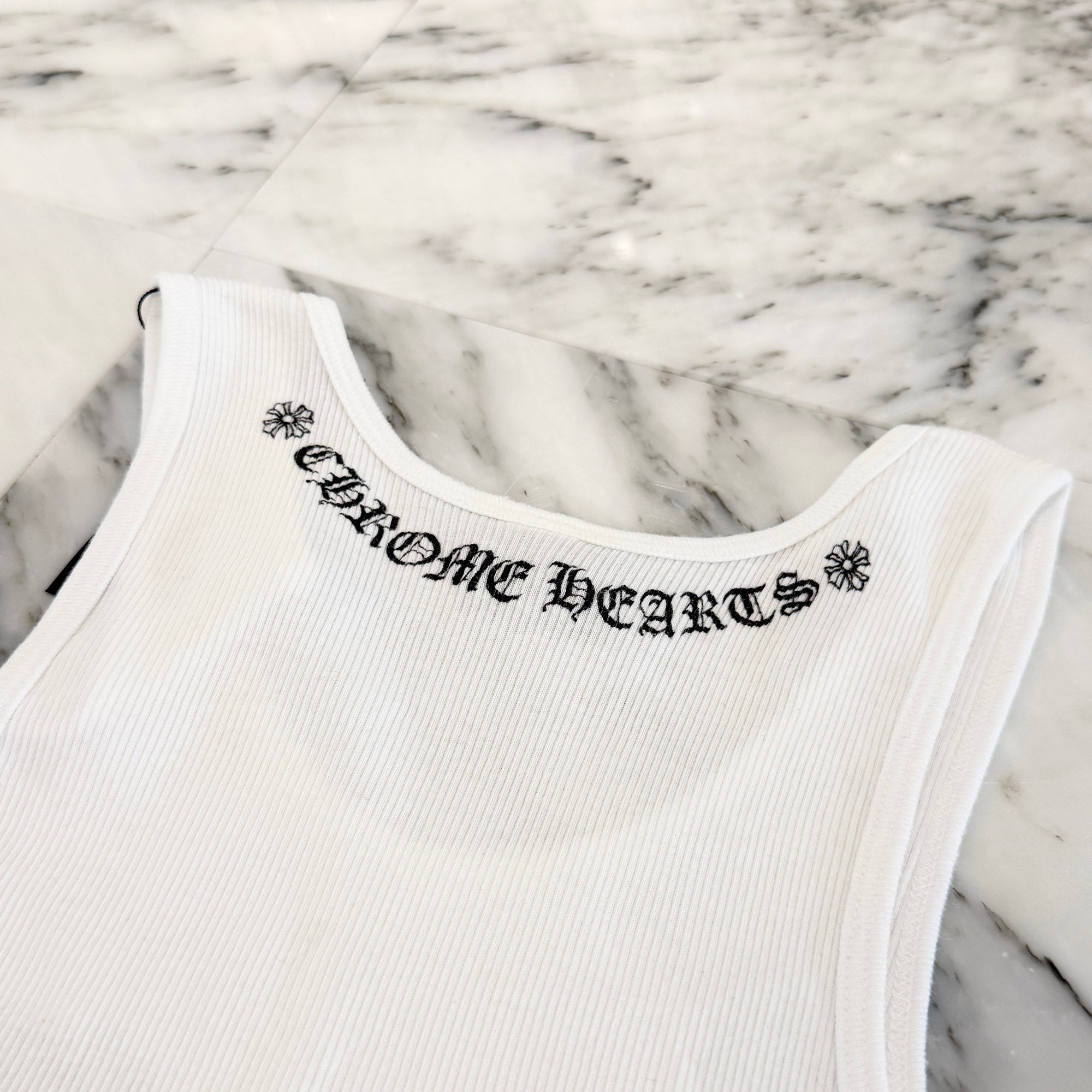 CHROME HEARTS Viny Heart Floral Cross Print Tank Top Size M クロムハーツ ヴィニーハート フローラルクロス プリント タンクトップ サイズM
