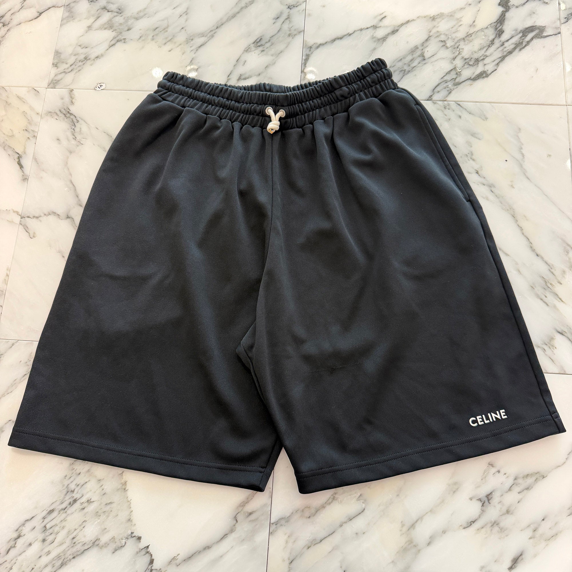 CELINE 2022SS Hem Logo Oversized Sweat Shorts 2Z1441210 Size L セリーヌ 裾ロゴ オーバーサイズ スウェットショーツ サイズL