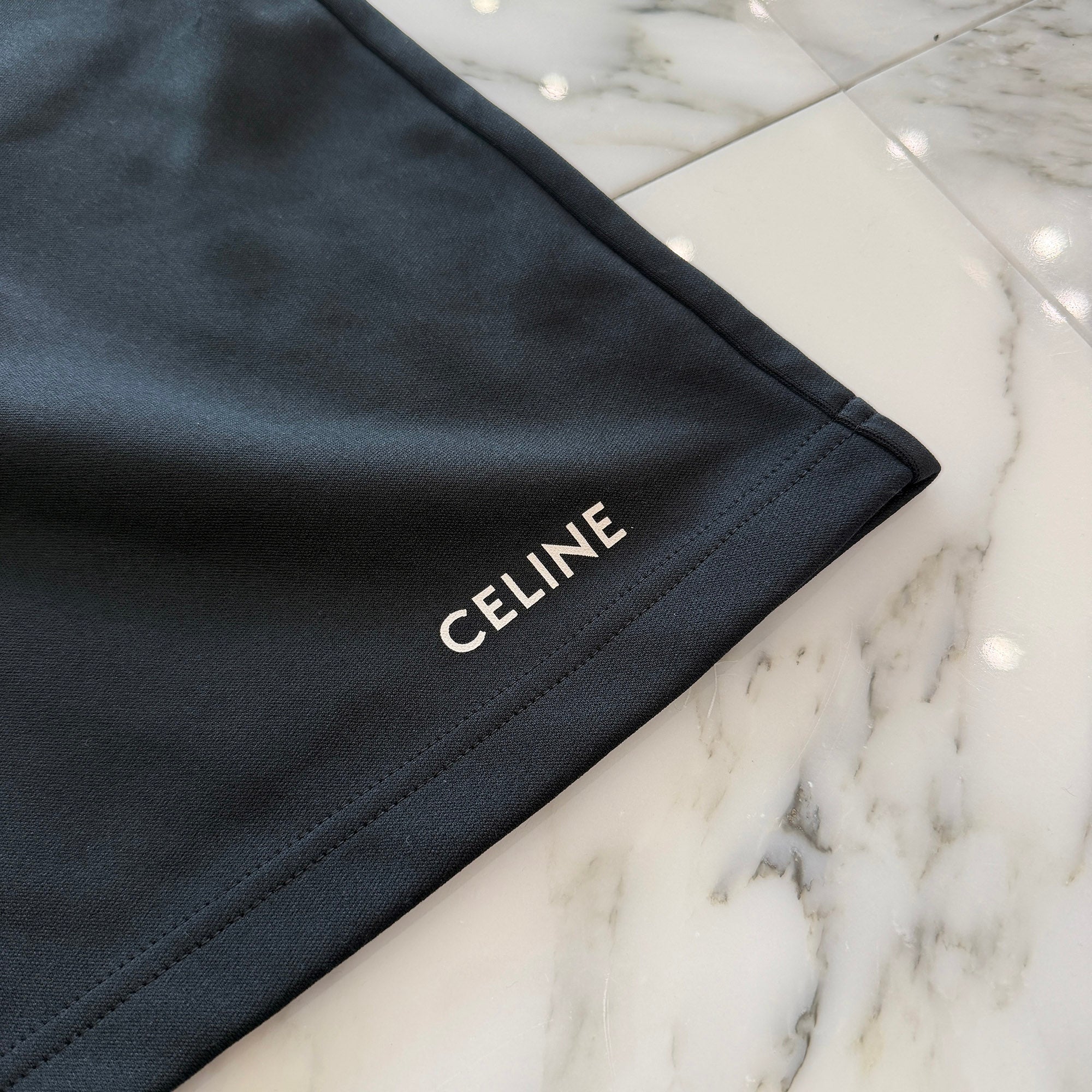 CELINE 2022SS Hem Logo Oversized Sweat Shorts 2Z1441210 Size L セリーヌ 裾ロゴ オーバーサイズ スウェットショーツ サイズL