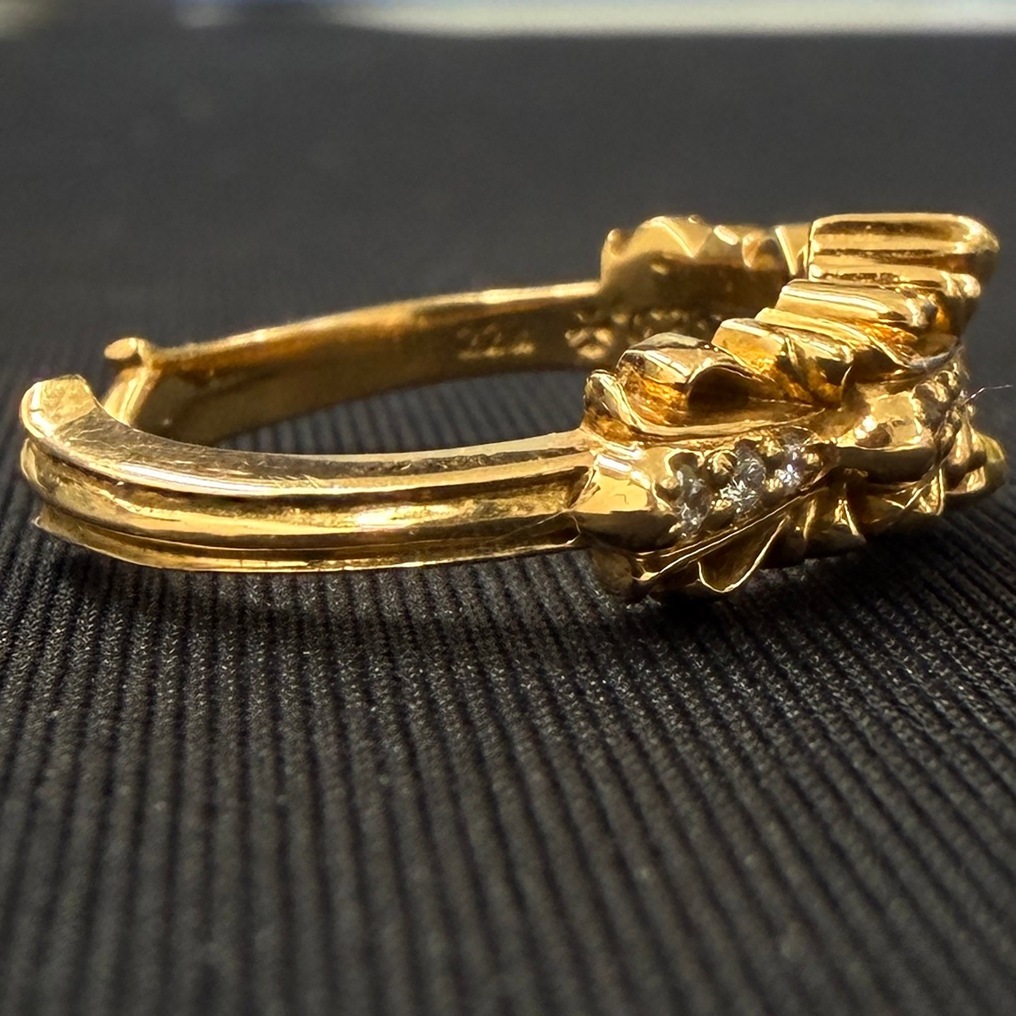 CHROME HEARTS 22K Baby Classic Double Floral Cross Ring Pave Diamond Size 8号 クロムハーツ 22K ベイビー クラシック ダブル フローラル クロス リング パヴェ ダイヤモンド サイズ8号