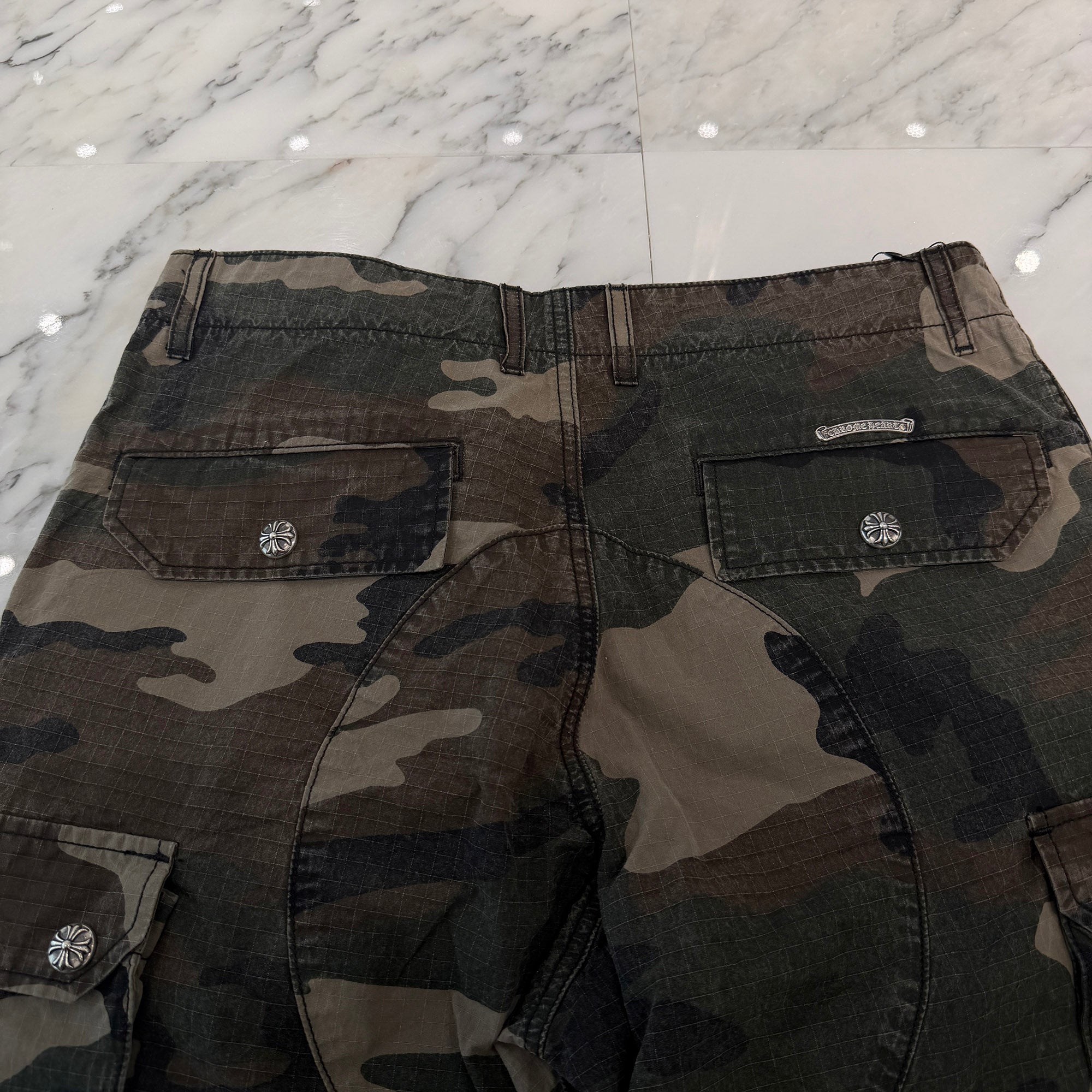 CHROME HEARTS Cross Ball Button Camo Cargo Pants Size 33 クロムハーツ クロスボールボタン カモ カーゴパンツ サイズ33