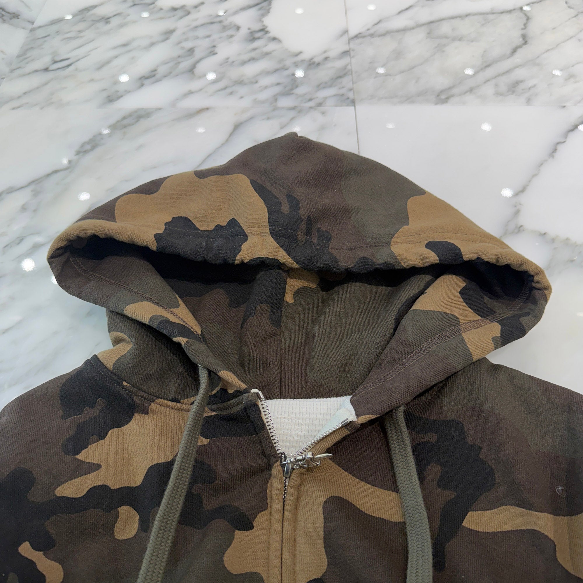 CHROME HEARTS Camo Floral Cross Horseshoe Leather Patch Zip Up Hoodie Size S クロムハーツ カモ フローラルクロス ホースシュー レザーパッチ ジップアップフーディ サイズS