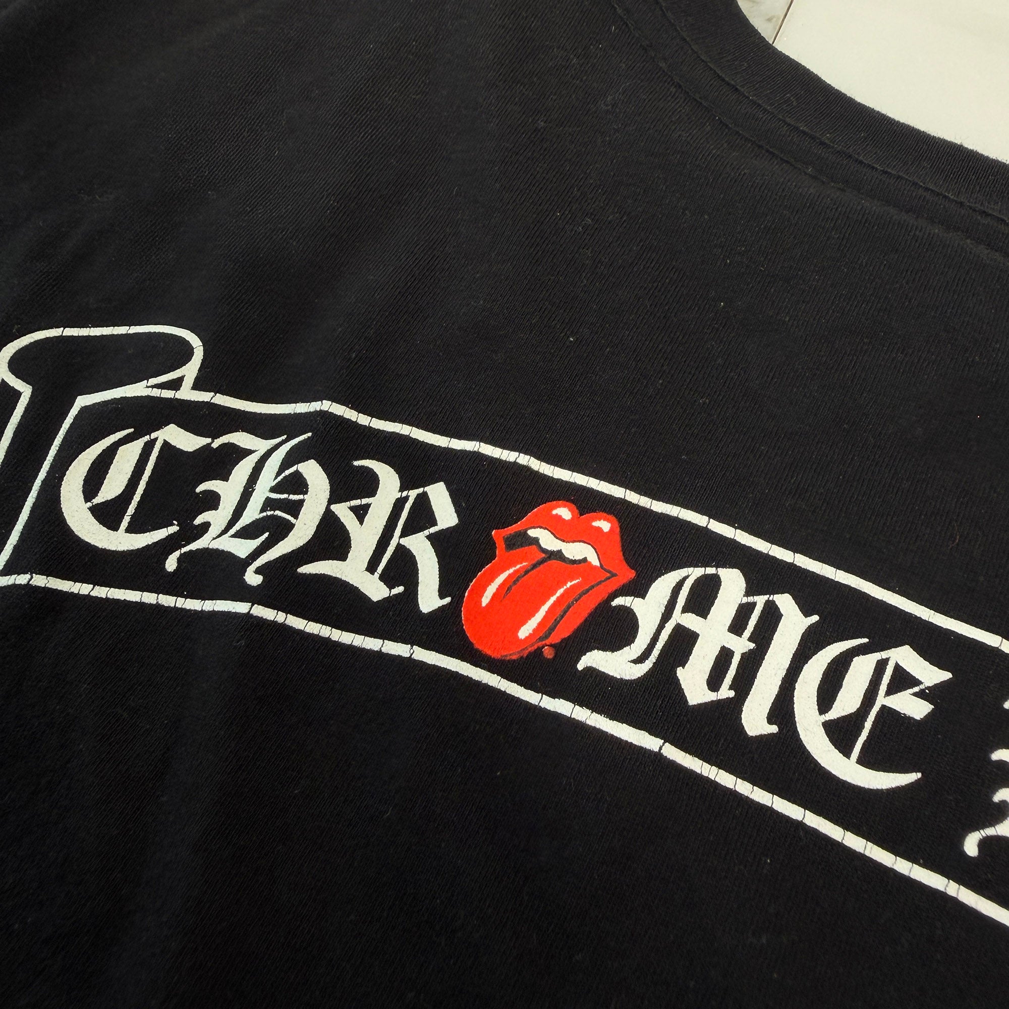 CHROME HEARTS × The Rolling Stones 2024SS Lip Tan Neck Logo Back Scroll Tee Size XXL クロムハーツ × ローリングストーンズ リップアンドタン ネックロゴ バックスクロール Tシャツ サイズXXL