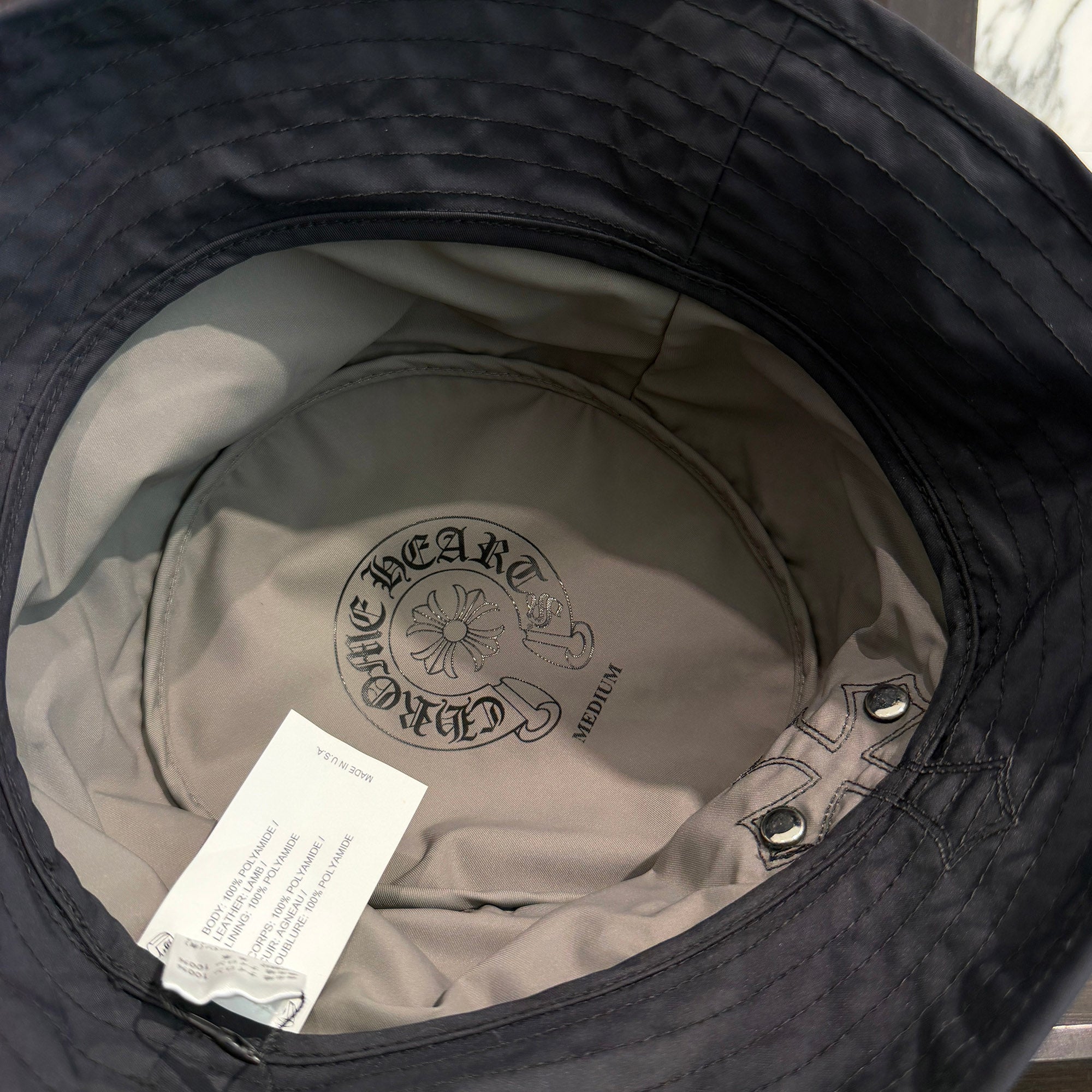 CHROME HEARTS 1 Cross Leather Patch Nylon Bucket Hat Size M（58.5cm）クロムハーツ 1クロス レザーパッチ ナイロン バケットハット サイズM（58.5cm）