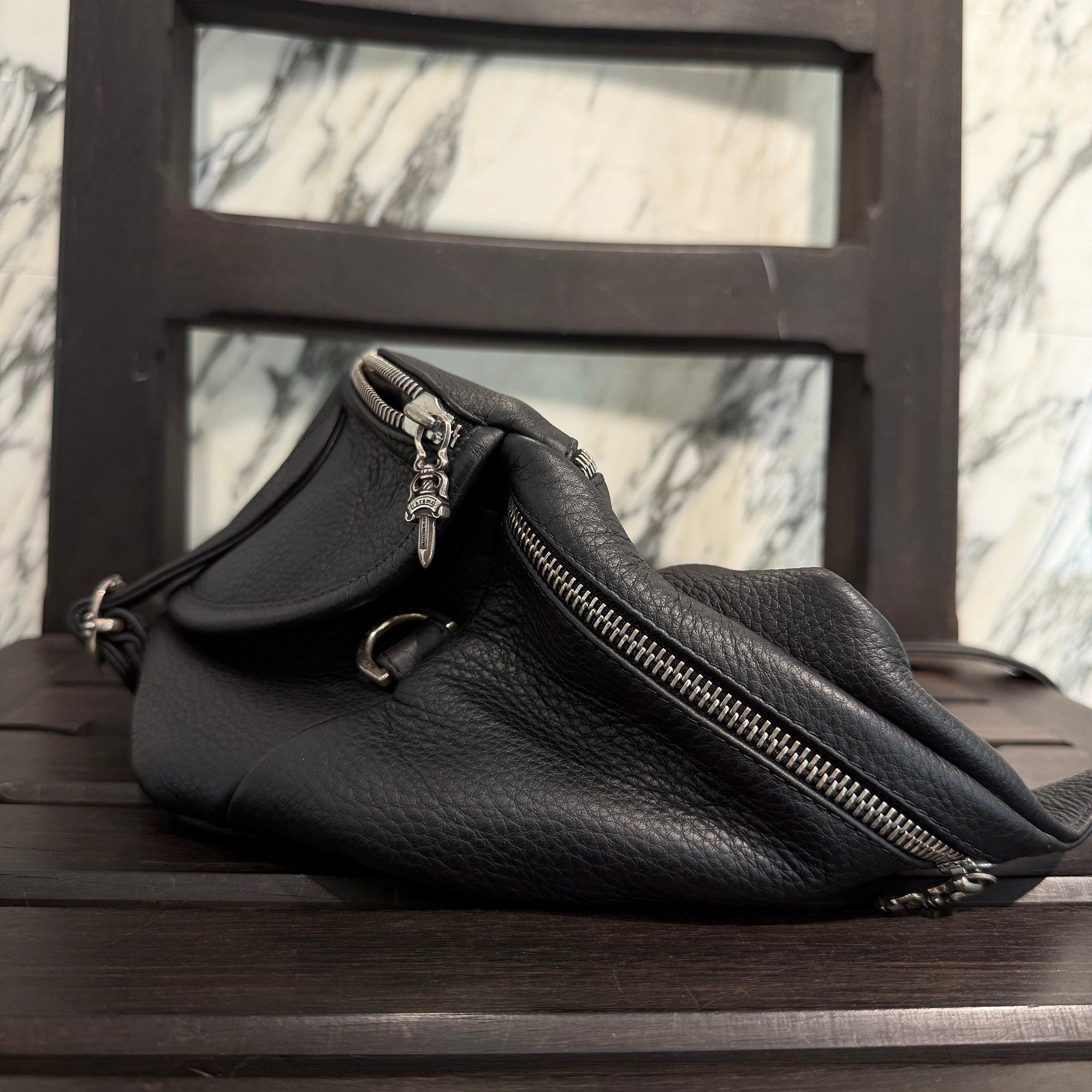 CHROME HEARTS SNAT PACK Leather Shoulder Bag クロムハーツ スナットパック レザー ショルダーバッグ