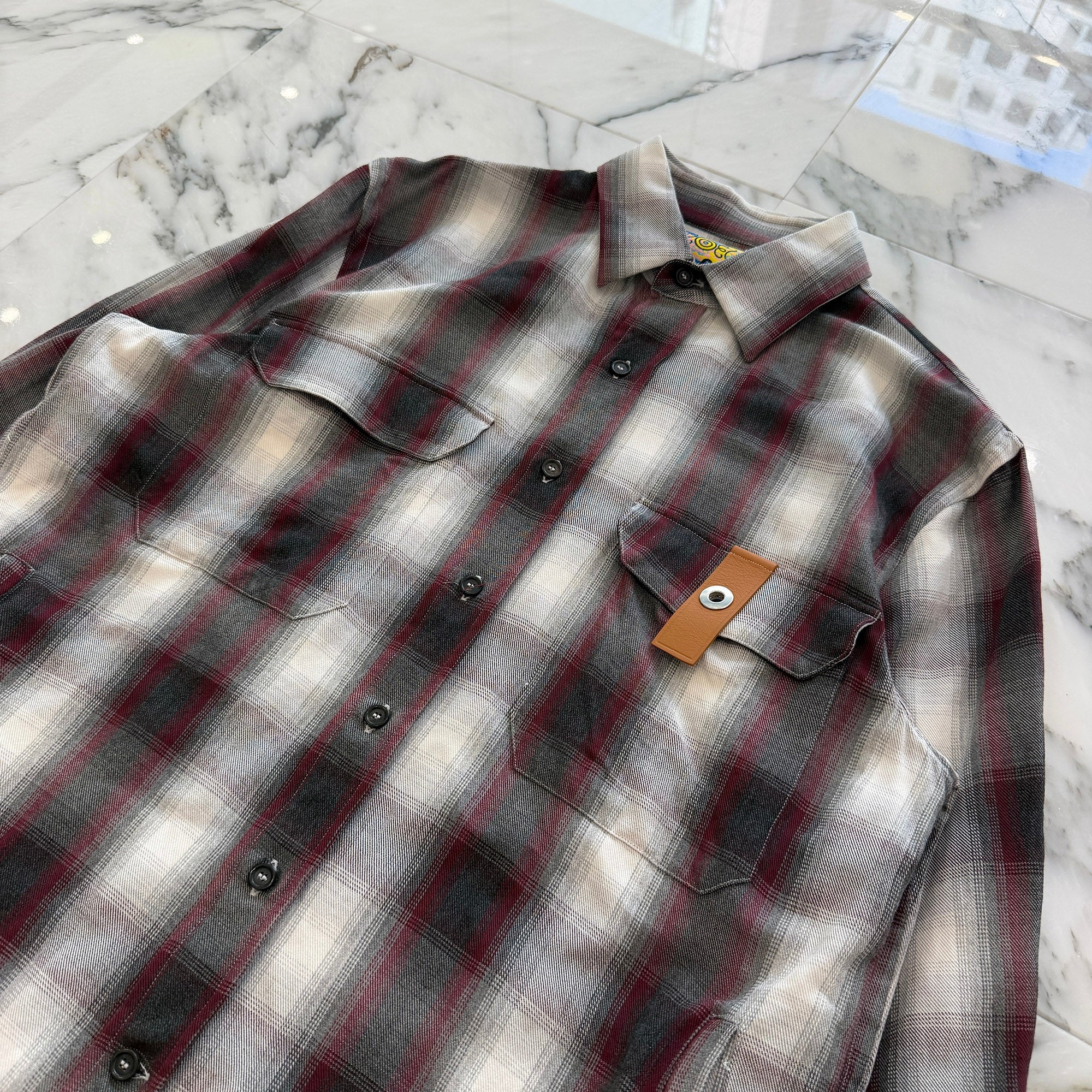 LOEWE 2020AW Eln Patchwork Check Over Shirt H2199490CG Size S ロエベ Eln パッチワークチェック オーバーシャツ サイズS