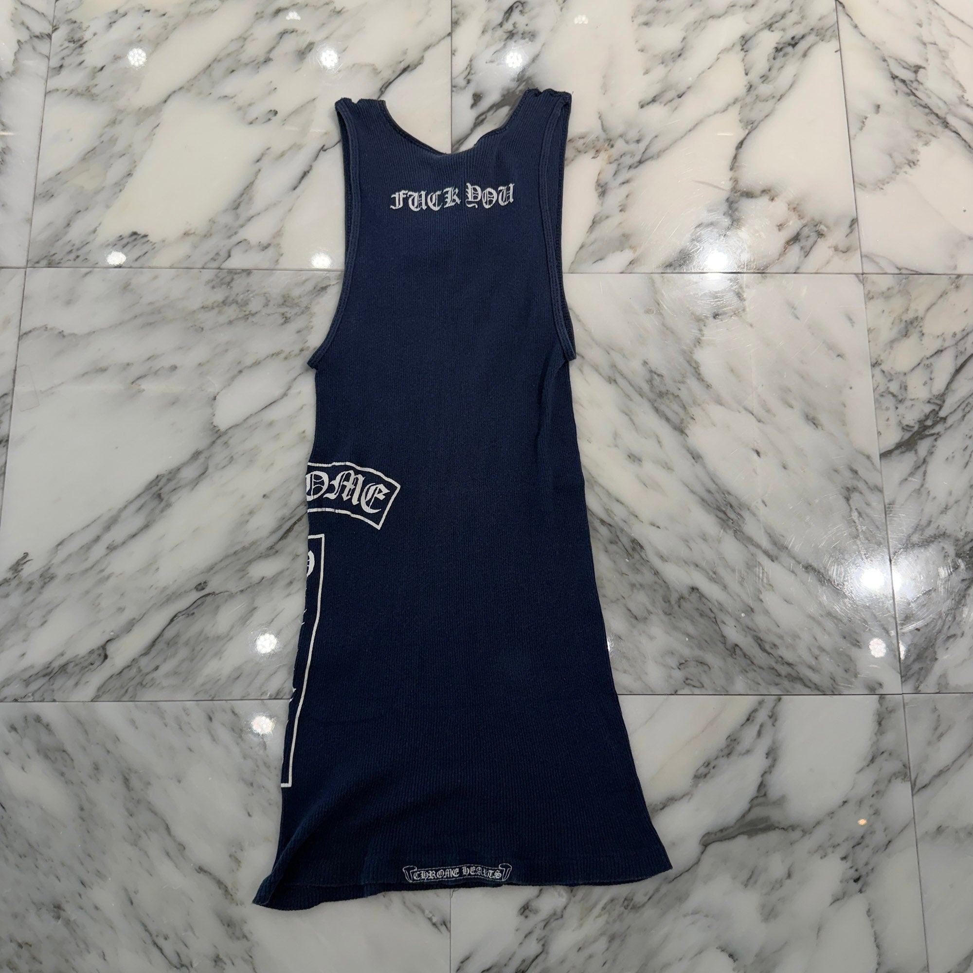 CHROME HEARTS CH Cross Side Vertical Logo Fuck You Tank Top Size M クロムハーツ CHクロス サイド ヴァーティカルロゴ ファックユー タンクトップ サイズM