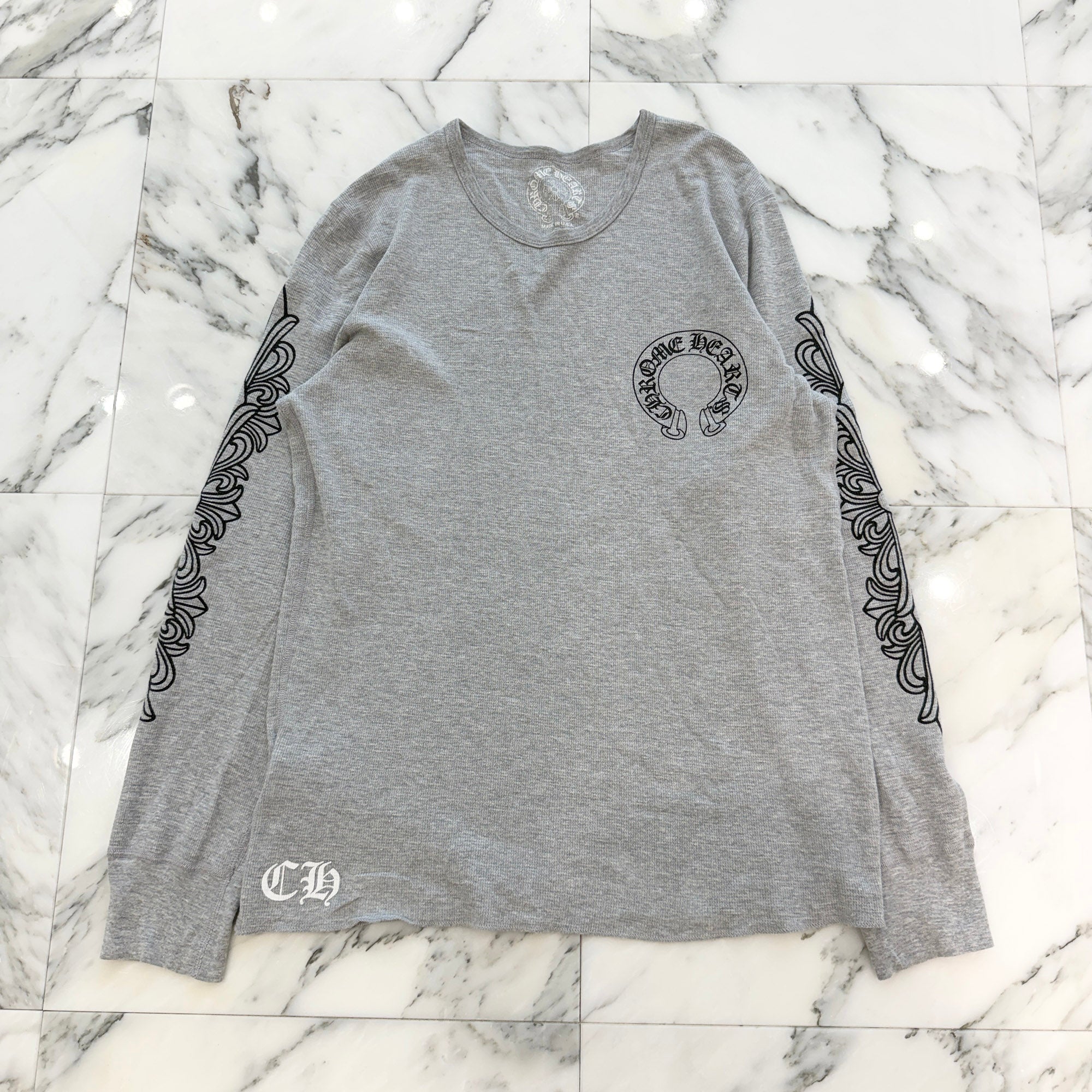 CHROME HEARTS 2025SS Floral Cross Horseshoe Thermal Long Sleeve Tee Size XL クロムハーツ フローラルクロス ホースシュー サーマル ロングスリーブ Tシャツ サイズXL